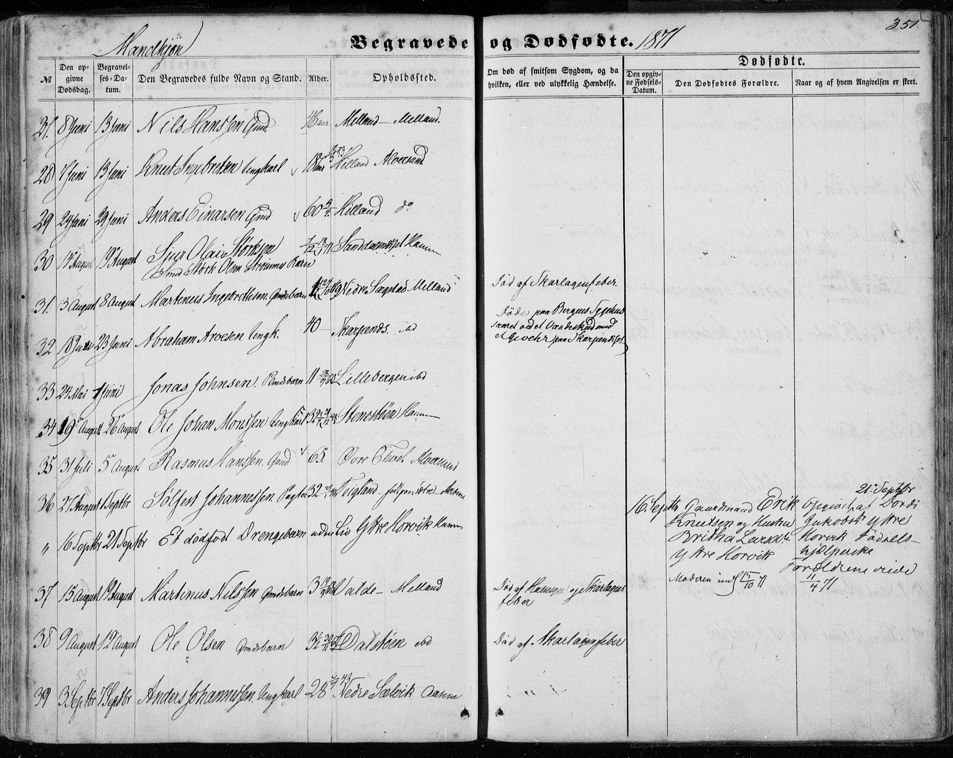 Hamre sokneprestembete, AV/SAB-A-75501/H/Ha/Haa/Haaa/L0014: Parish register (official) no. A 14, 1858-1872, p. 351