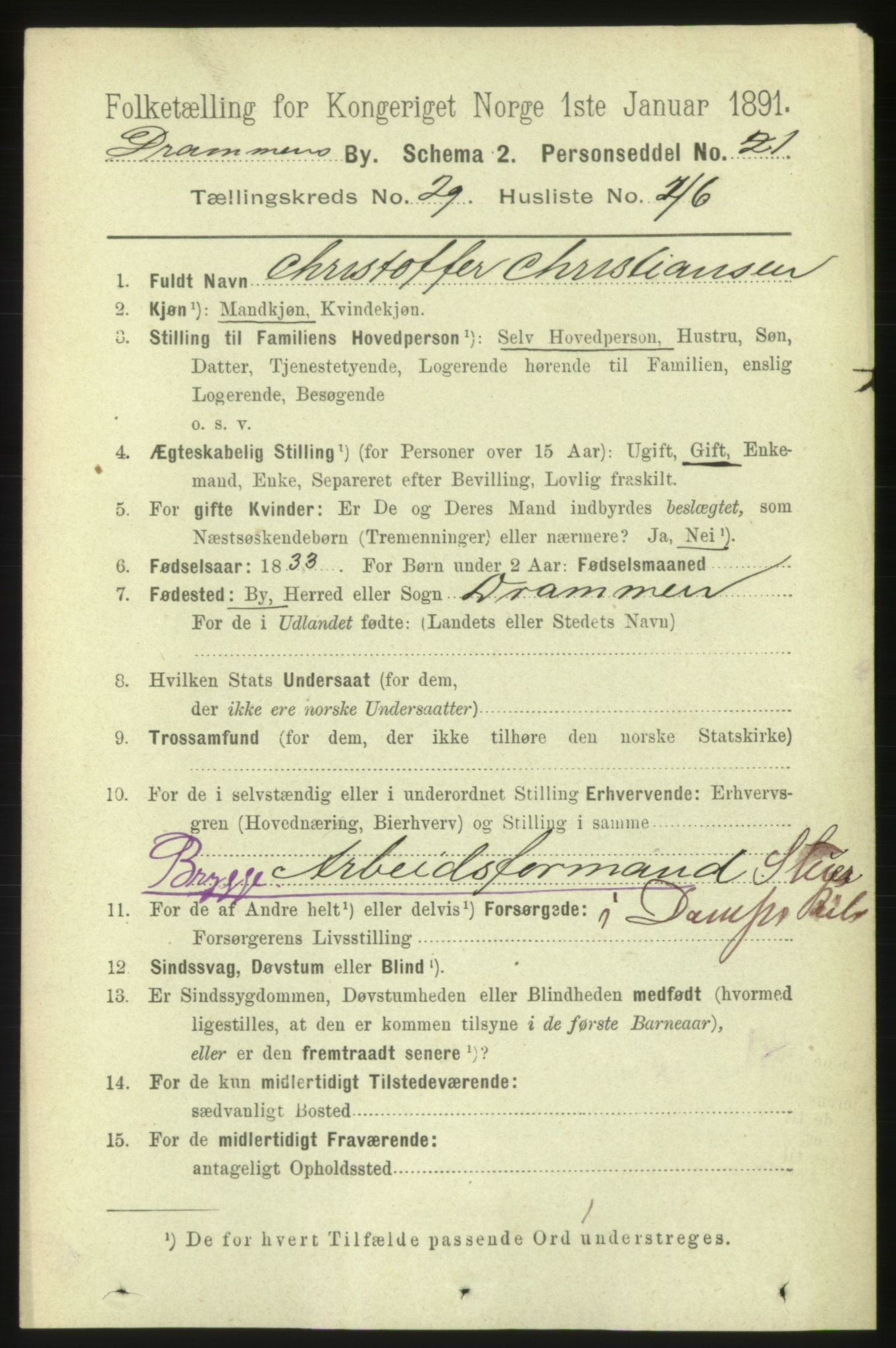 RA, 1891 census for 0602 Drammen, 1891, p. 18064