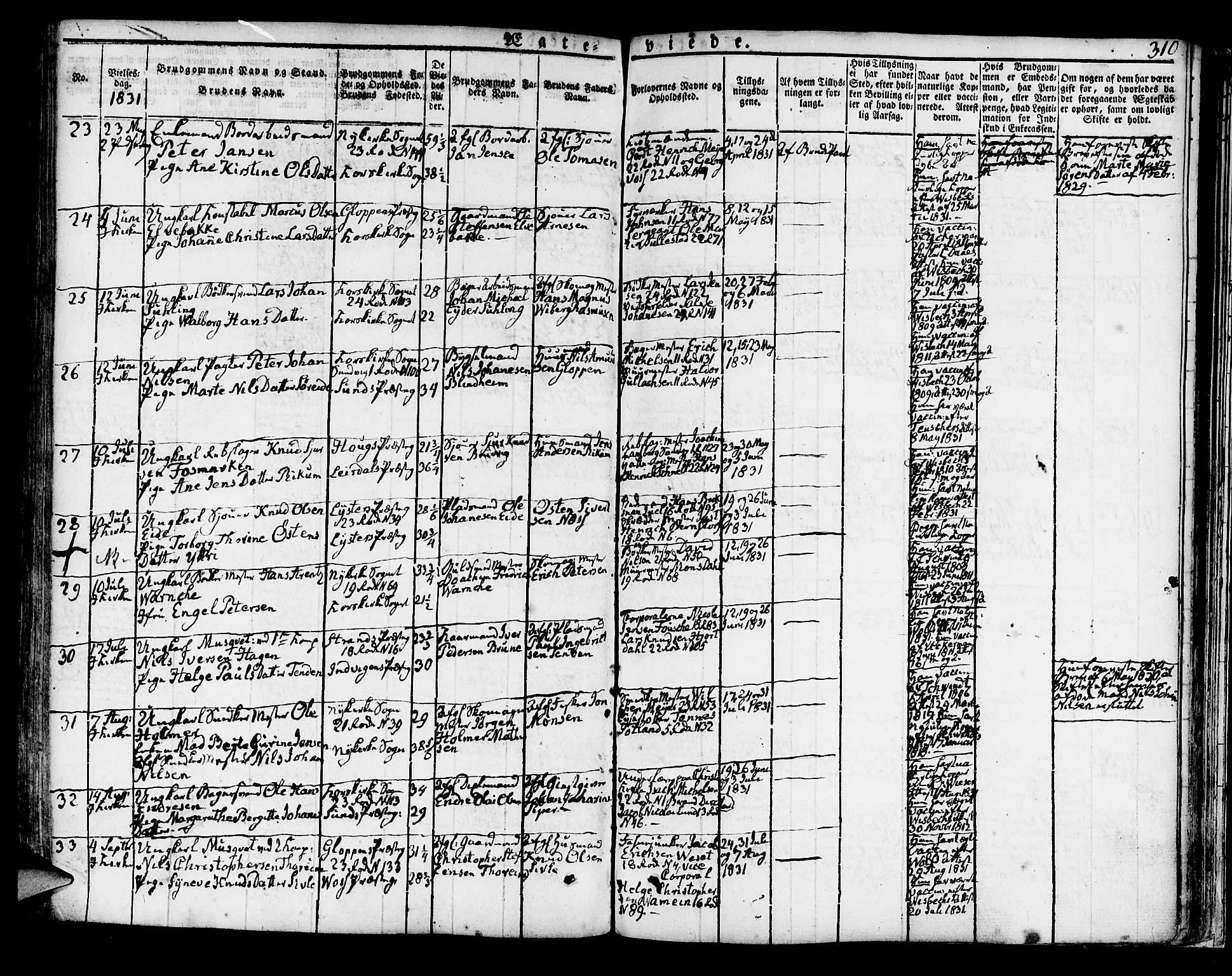 Korskirken sokneprestembete, AV/SAB-A-76101/H/Hab: Parish register (copy) no. A 3, 1821-1831, p. 310