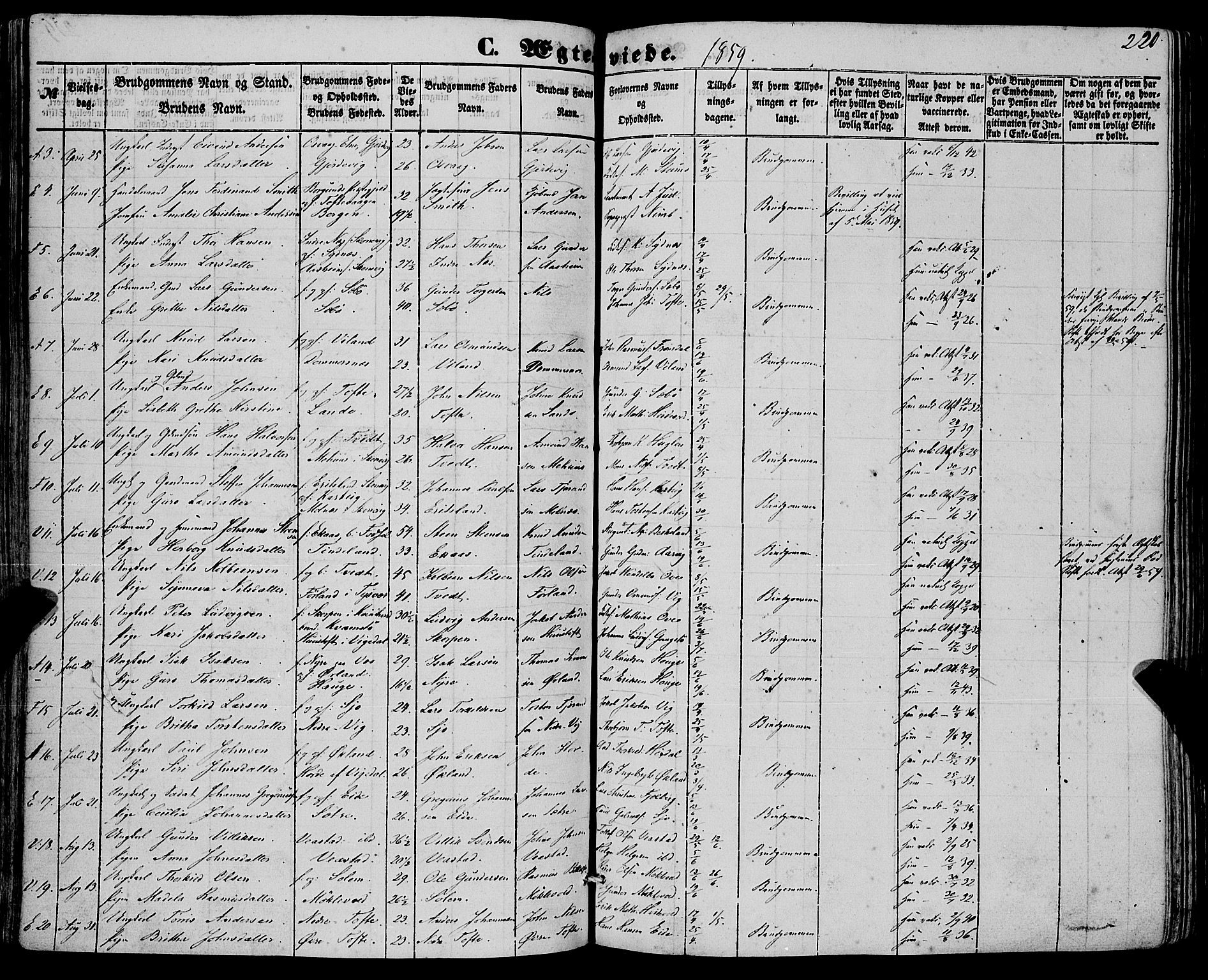 Fjelberg sokneprestembete, SAB/A-75201/H/Haa: Parish register (official) no. A 7, 1851-1867, p. 220