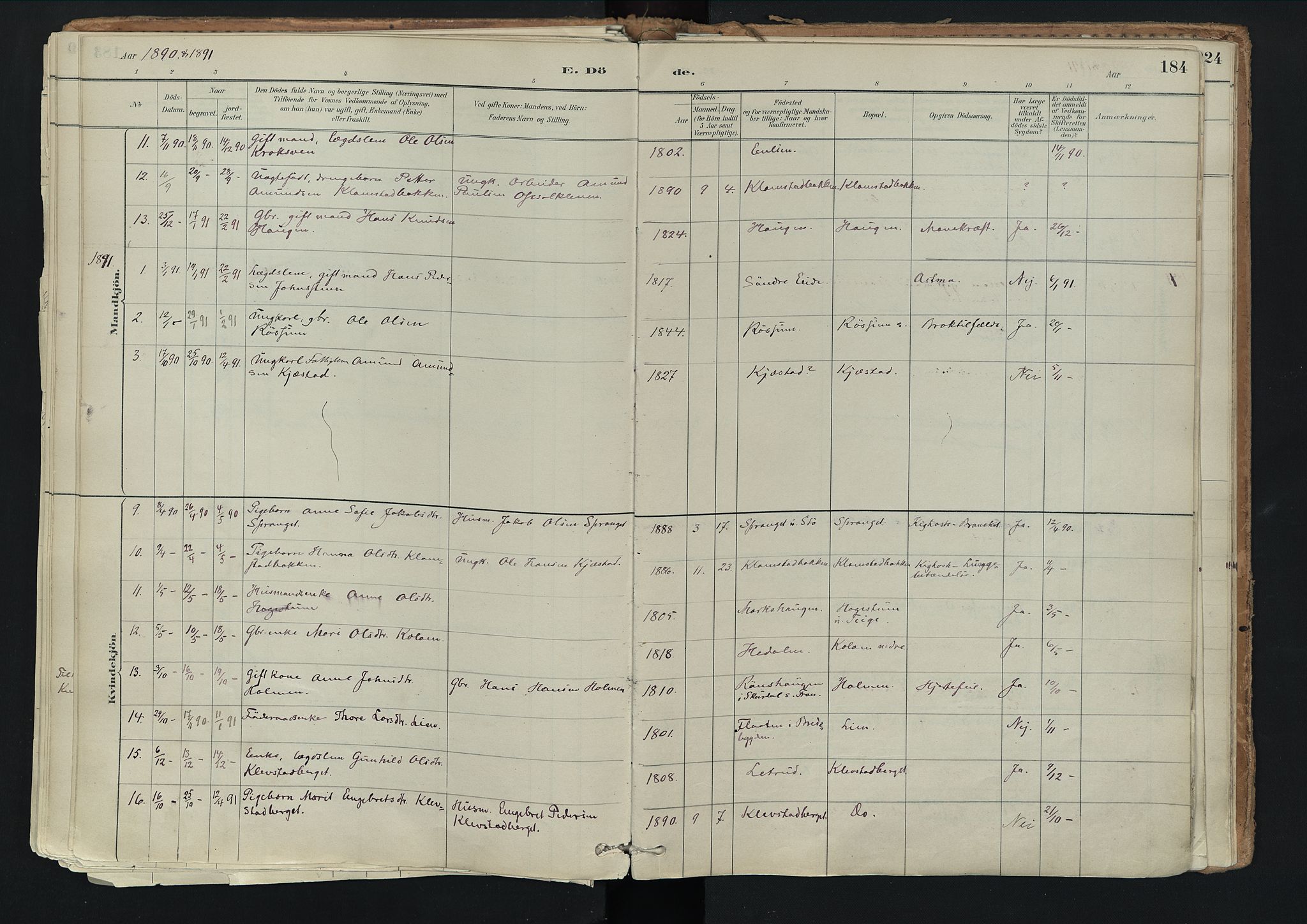 Nord-Fron prestekontor, SAH/PREST-080/H/Ha/Haa/L0003: Parish register (official) no. 3, 1884-1914, p. 184