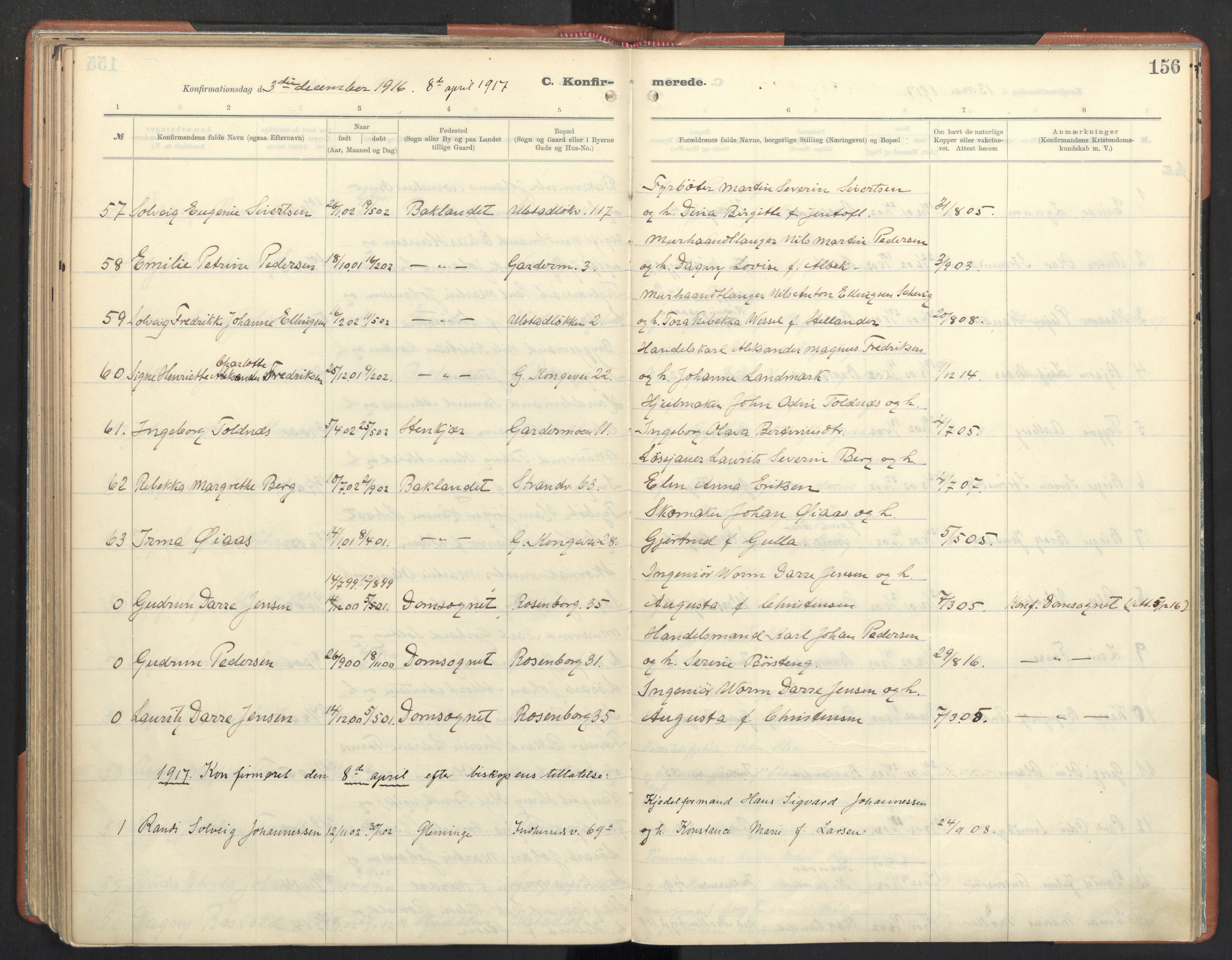 Ministerialprotokoller, klokkerbøker og fødselsregistre - Sør-Trøndelag, SAT/A-1456/605/L0246: Parish register (official) no. 605A08, 1916-1920, p. 156