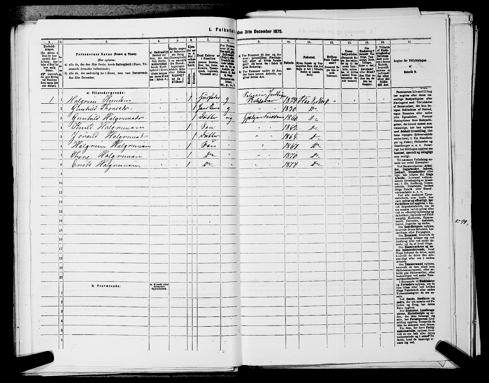 SAKO, 1875 census for 0616P Nes, 1875, p. 1314