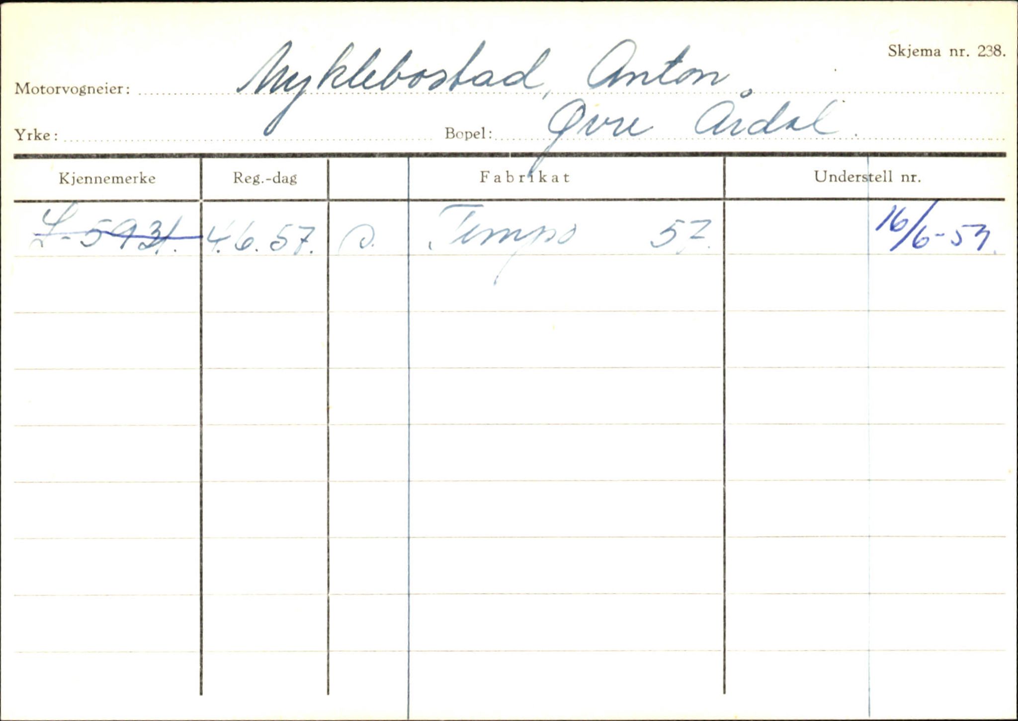 Statens vegvesen, Sogn og Fjordane vegkontor, AV/SAB-A-5301/4/F/L0145: Registerkort Vågsøy S-Å. Årdal I-P, 1945-1975, p. 1862