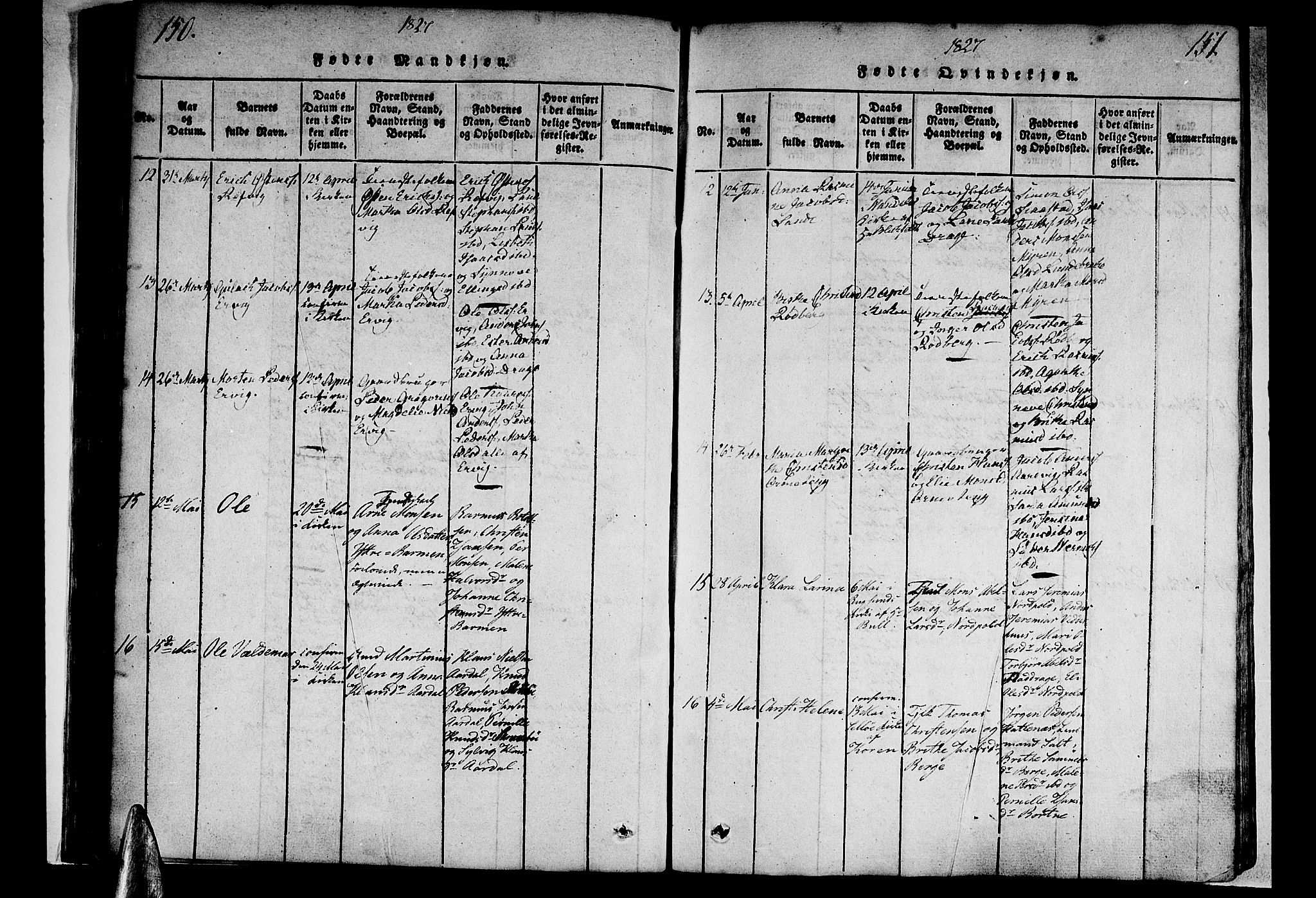 Selje sokneprestembete, SAB/A-99938/H/Ha/Haa/Haaa: Parish register (official) no. A 8, 1816-1828, p. 150-151