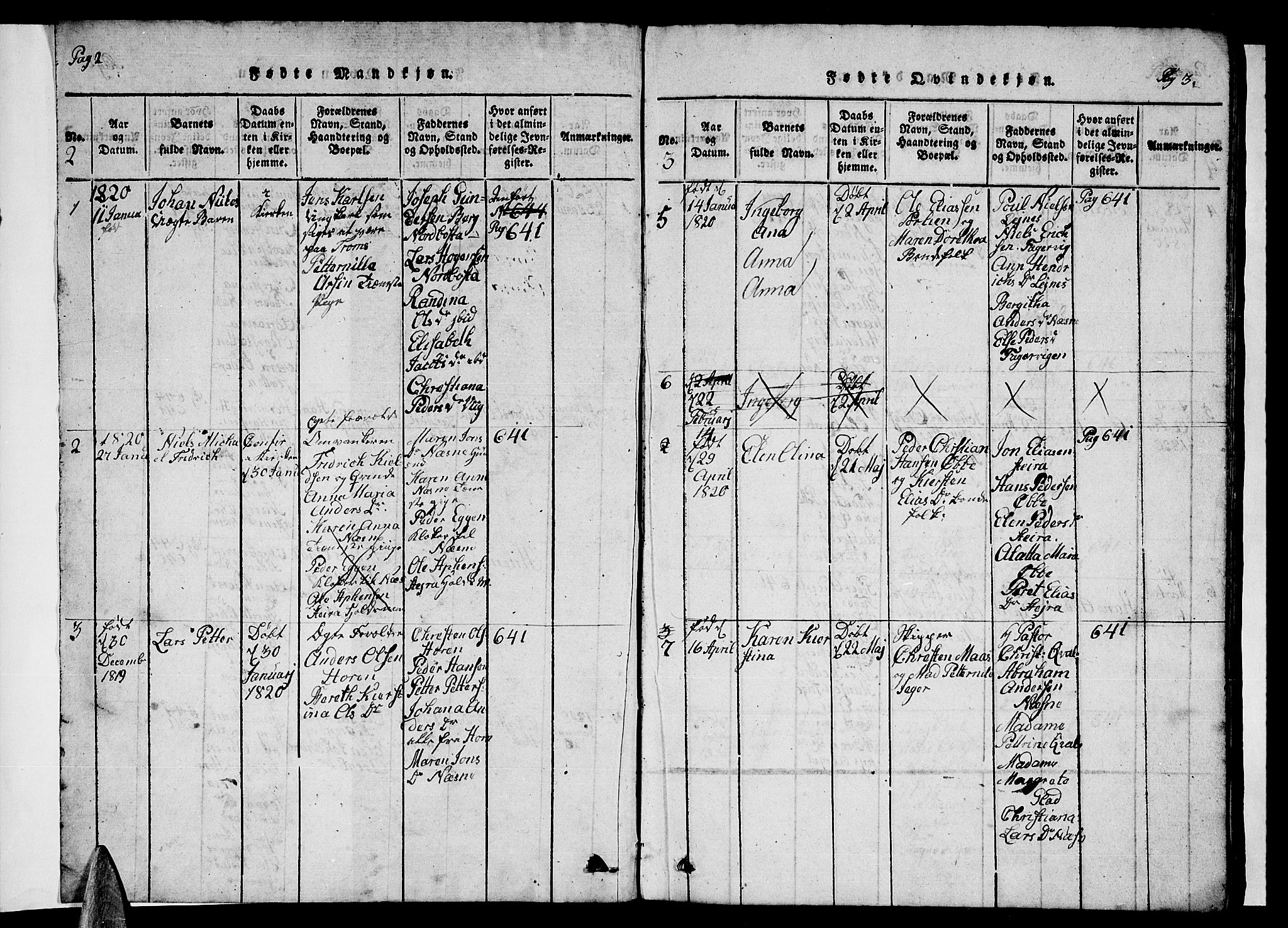 Ministerialprotokoller, klokkerbøker og fødselsregistre - Nordland, AV/SAT-A-1459/838/L0554: Parish register (copy) no. 838C01, 1820-1828, p. 2-3