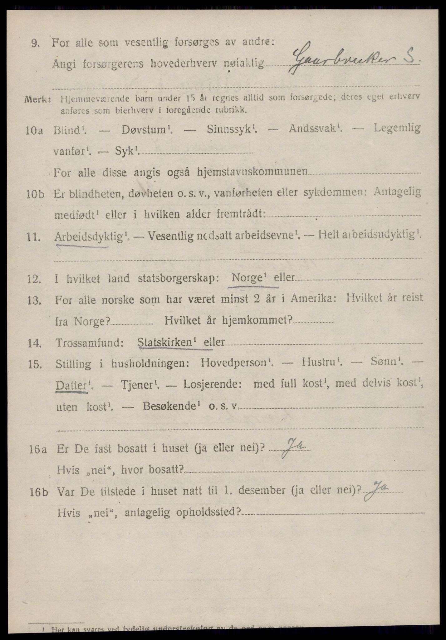 SAT, 1920 census for Ulstein, 1920, p. 4965