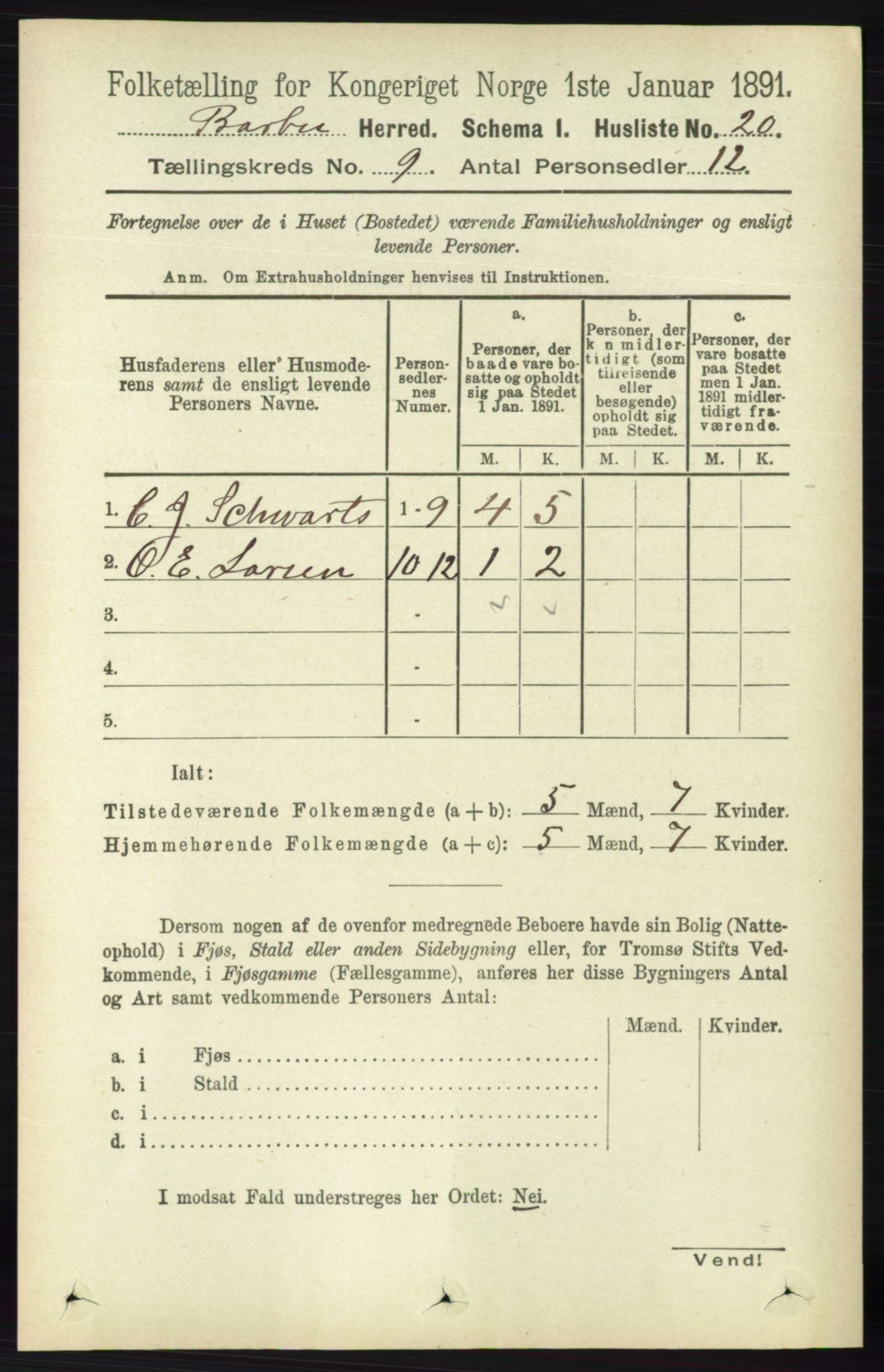 RA, 1891 census for 0990 Barbu, 1891, p. 7088