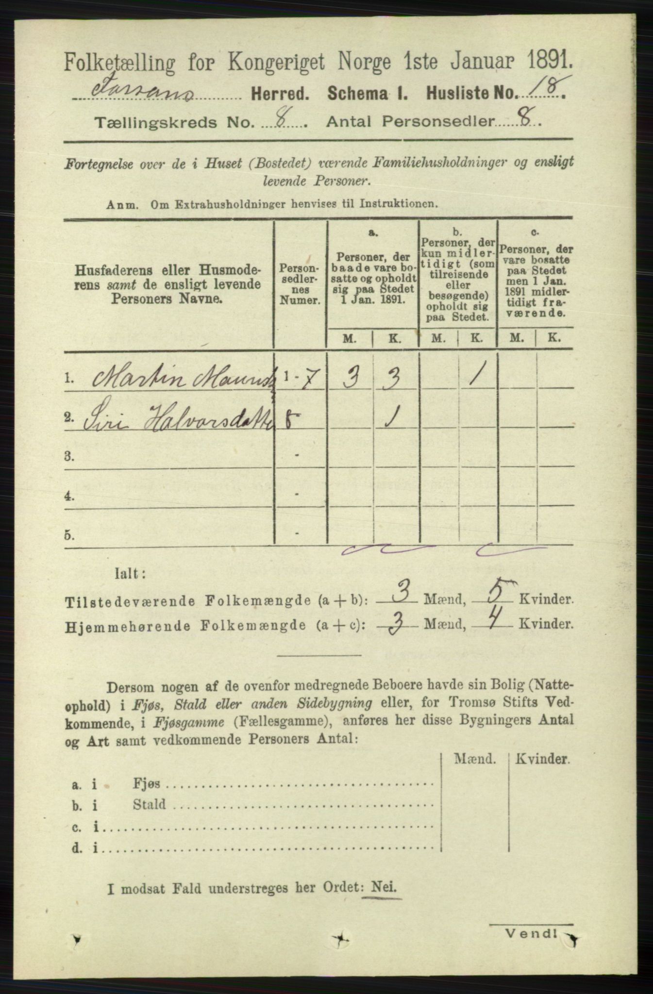 RA, 1891 census for 1129 Forsand, 1891, p. 1321