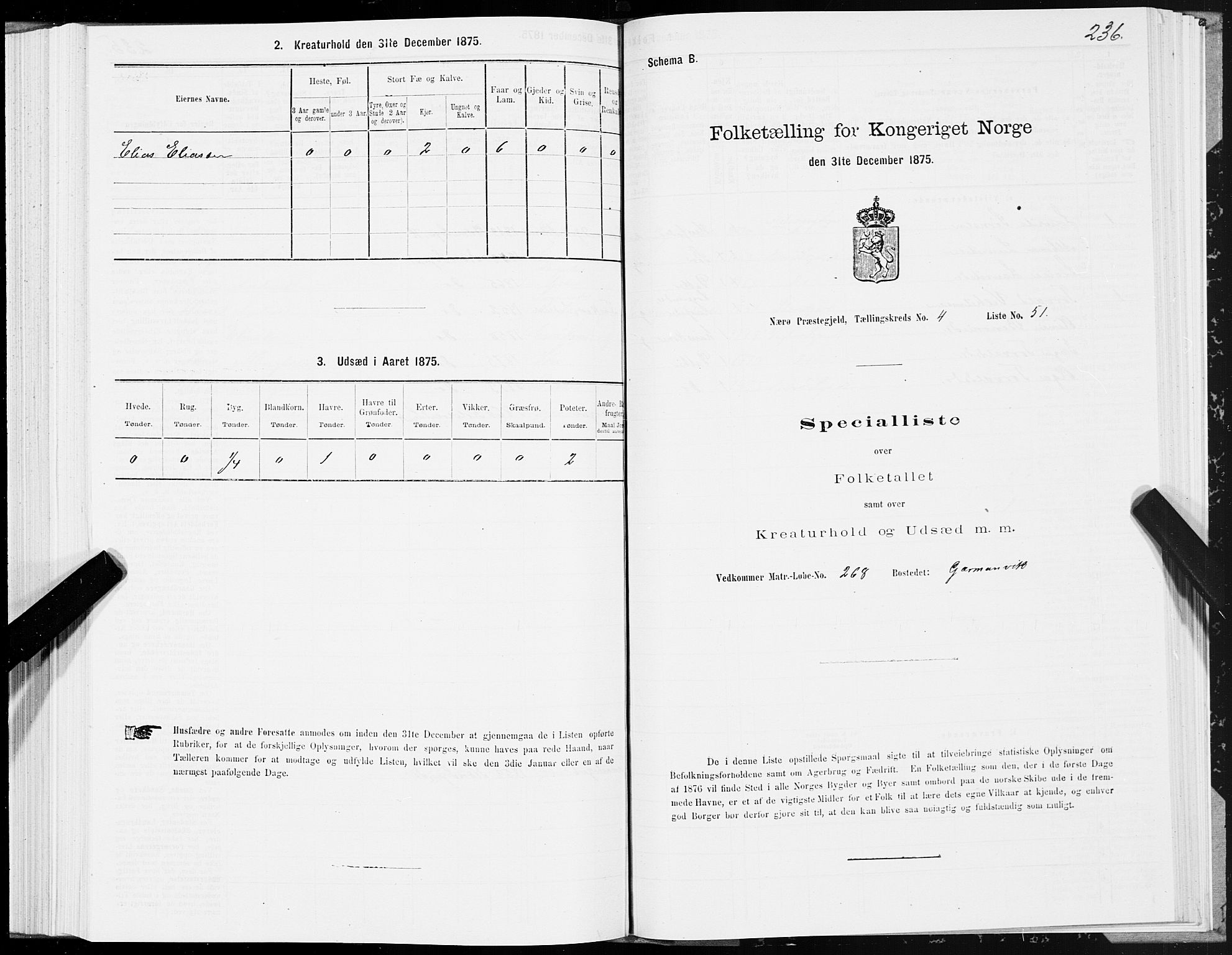 SAT, 1875 census for 1751P Nærøy, 1875, p. 2236
