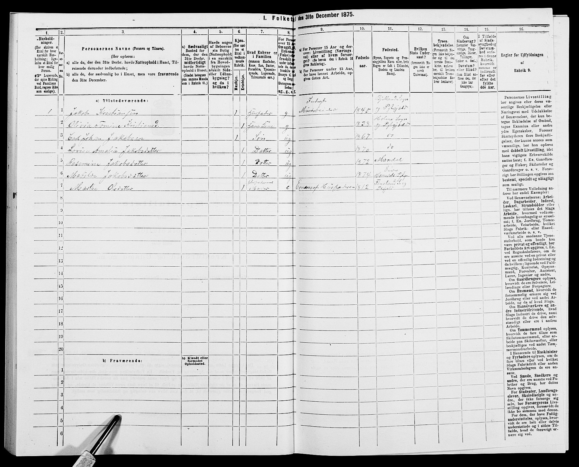 SAK, 1875 census for 0924P Homedal, 1875, p. 123