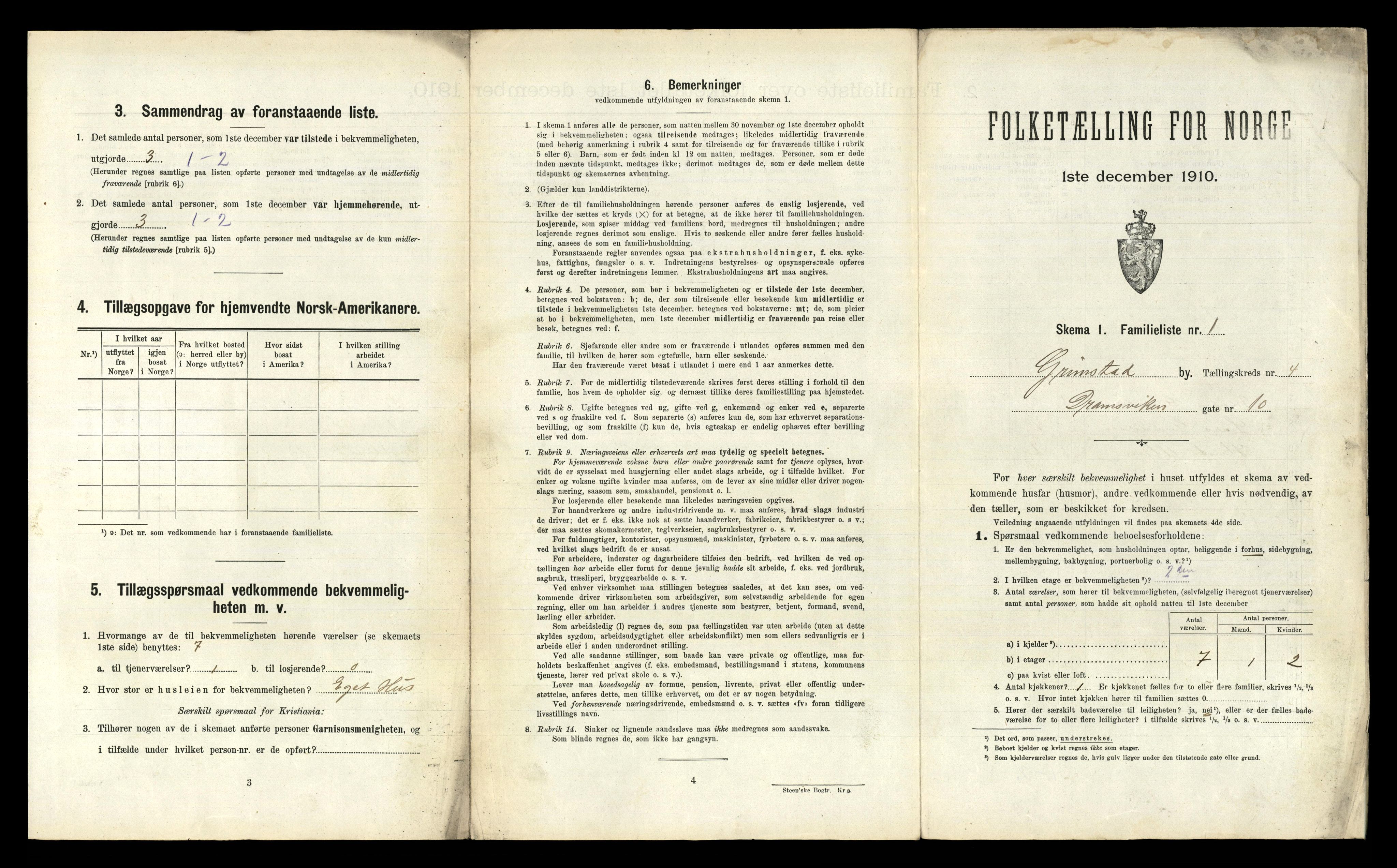 RA, 1910 census for Grimstad, 1910, p. 998