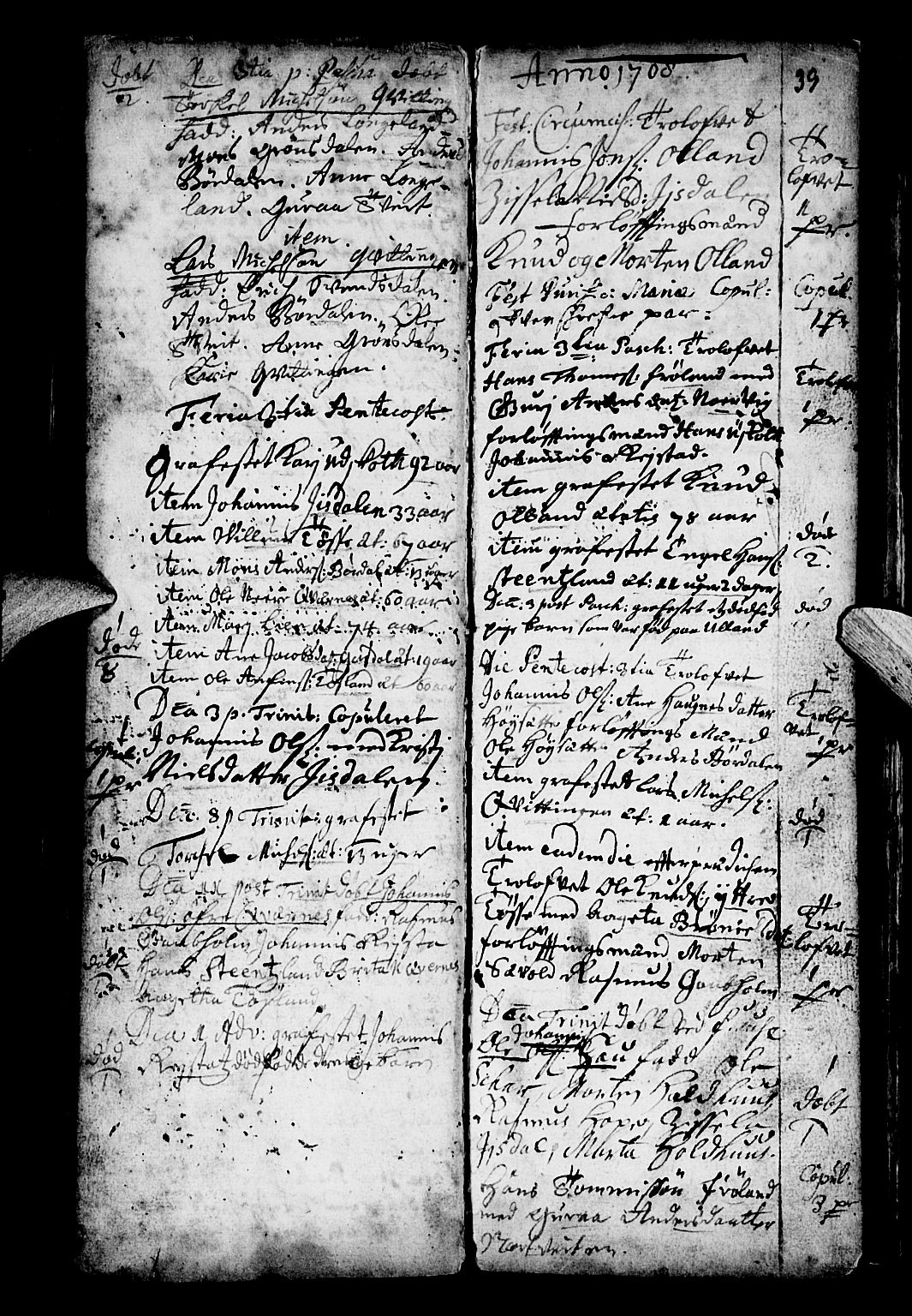 Os sokneprestembete, AV/SAB-A-99929: Parish register (official) no. A 4, 1669-1760, p. 39
