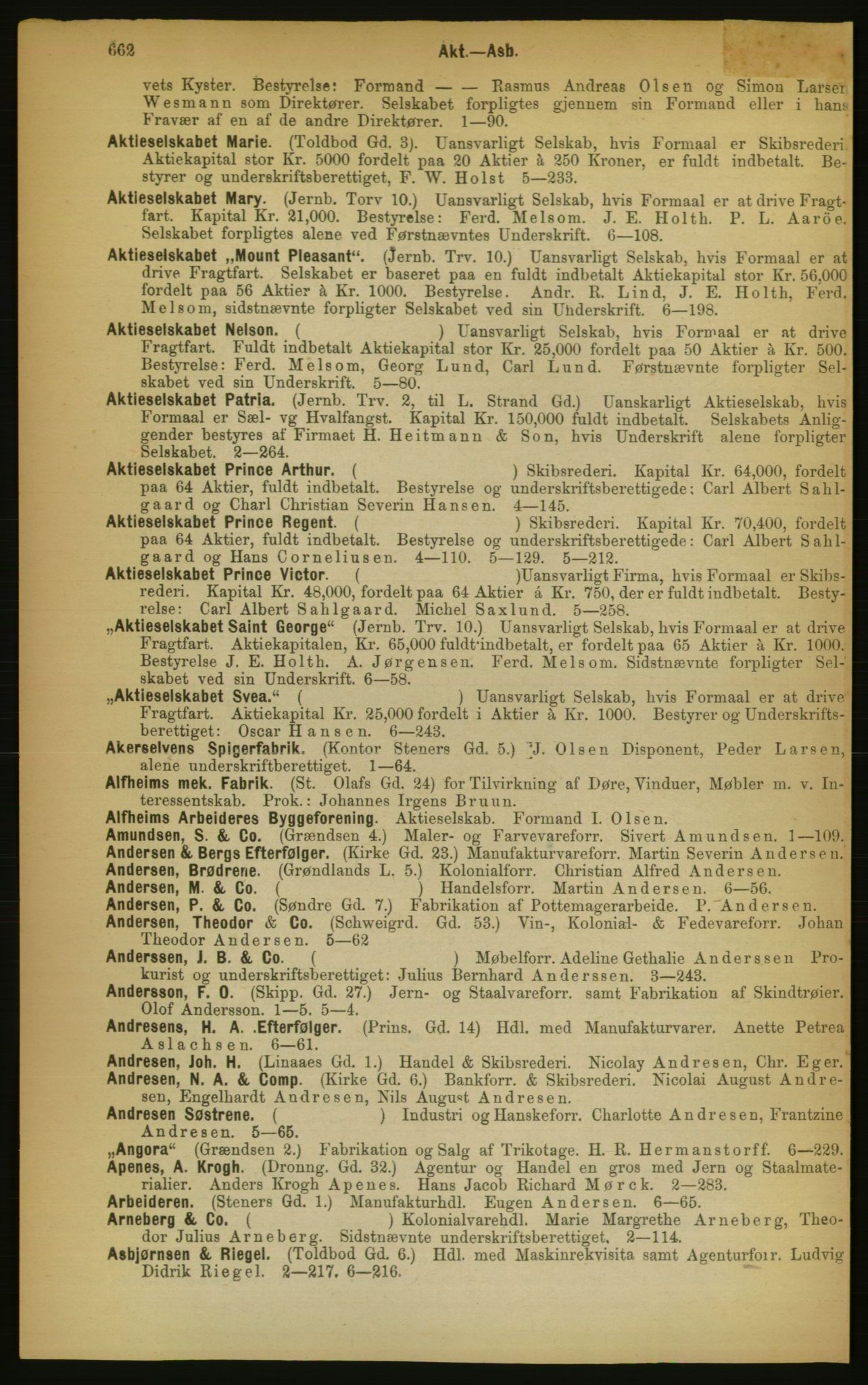 Kristiania/Oslo adressebok, PUBL/-, 1889, p. 662