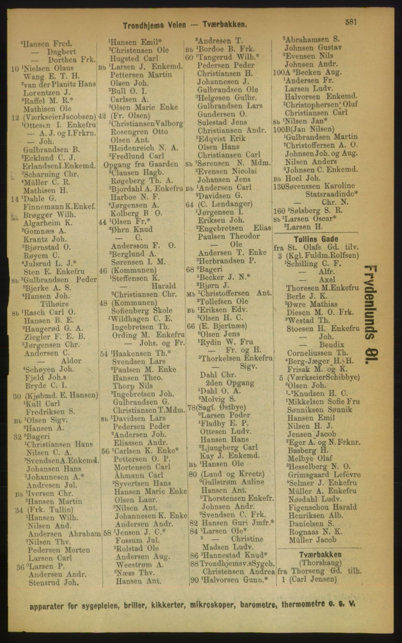 Kristiania/Oslo adressebok, PUBL/-, 1889, p. 581