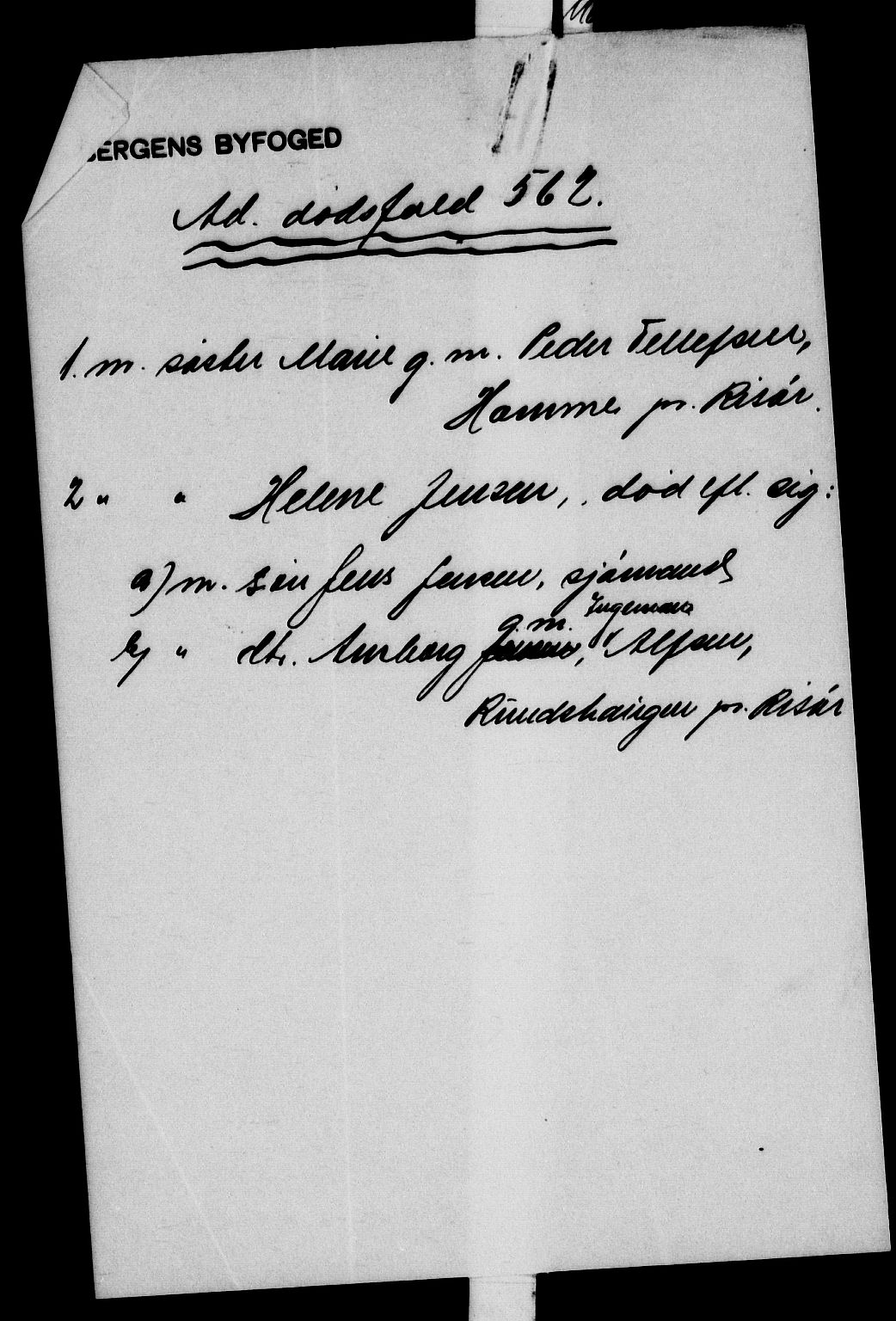 Byfogd og Byskriver i Bergen, AV/SAB-A-3401/06/06Na/L0014: Dødsfallsjournaler, 1921-1924, p. 257