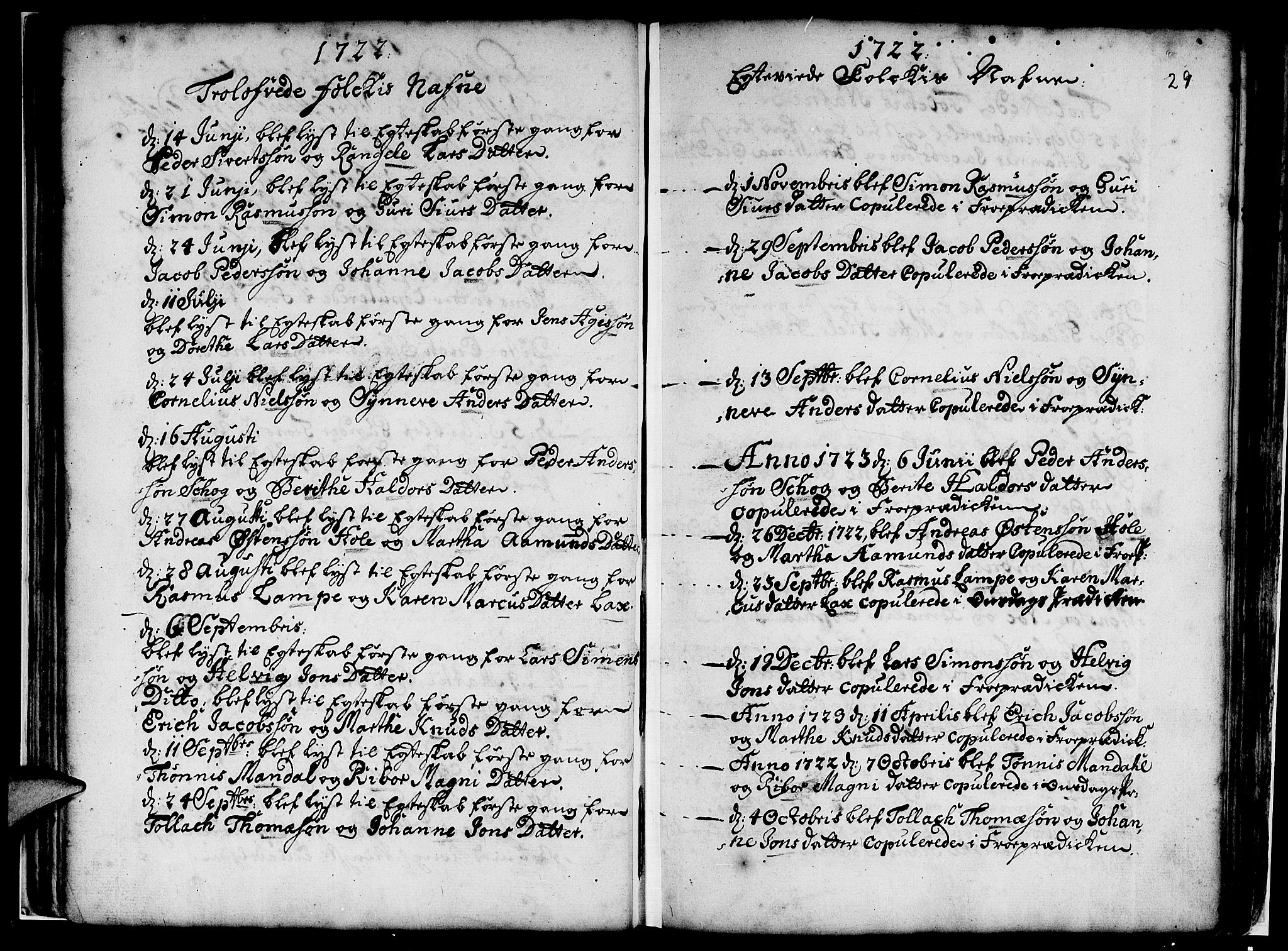 Nykirken Sokneprestembete, SAB/A-77101/H/Haa/L0007: Parish register (official) no. A 7, 1719-1781, p. 29