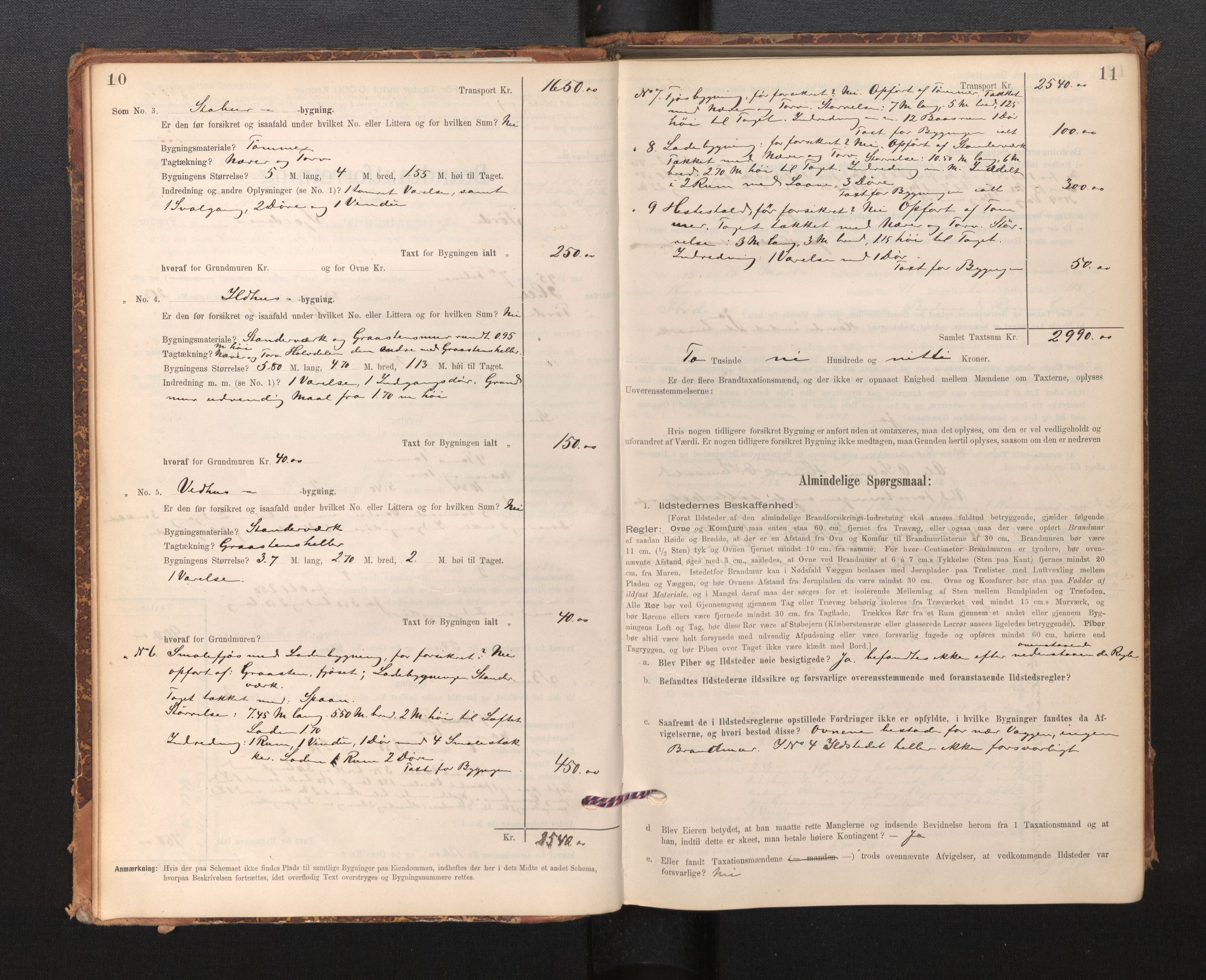 Lensmannen i Førde, AV/SAB-A-27401/0012/L0008: Branntakstprotokoll, skjematakst, 1895-1922, p. 10-11