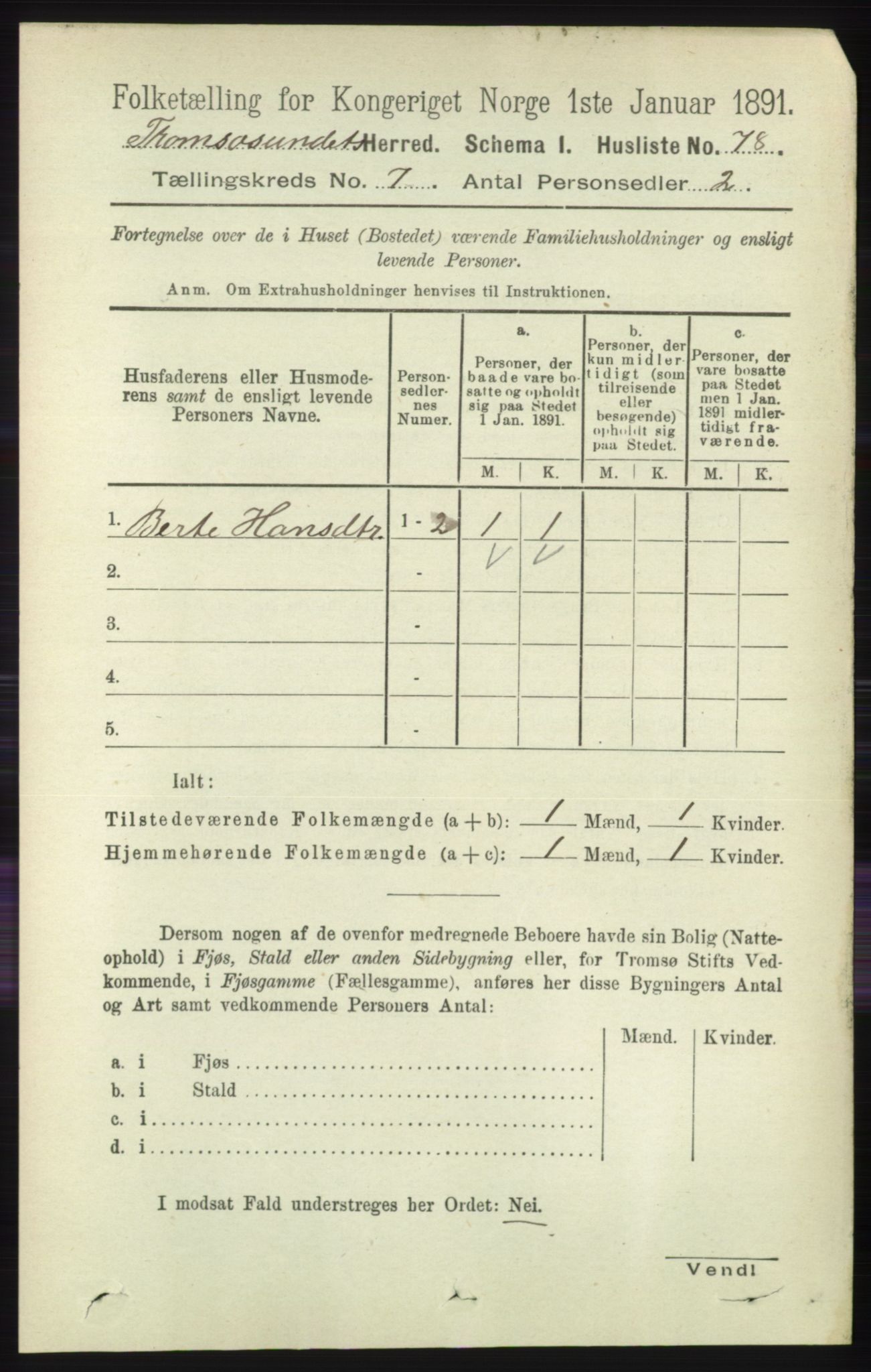 RA, 1891 census for 1934 Tromsøysund, 1891, p. 3711