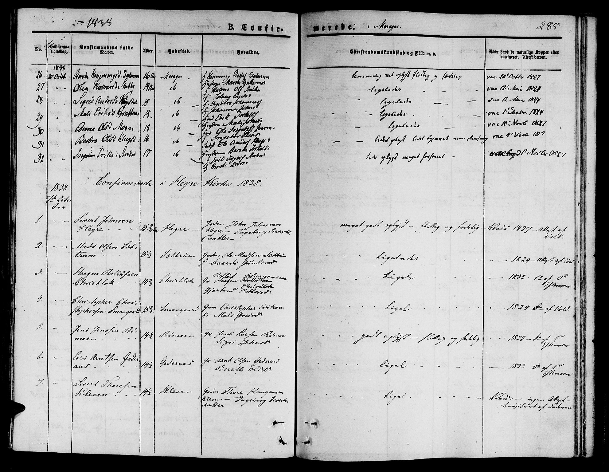 Ministerialprotokoller, klokkerbøker og fødselsregistre - Nord-Trøndelag, AV/SAT-A-1458/709/L0071: Parish register (official) no. 709A11, 1833-1844, p. 285