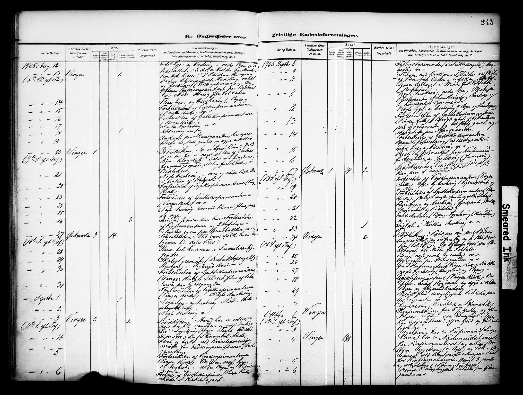 Vinger prestekontor, AV/SAH-PREST-024/H/Ha/Haa/L0016: Parish register (official) no. 16, 1898-1920, p. 245