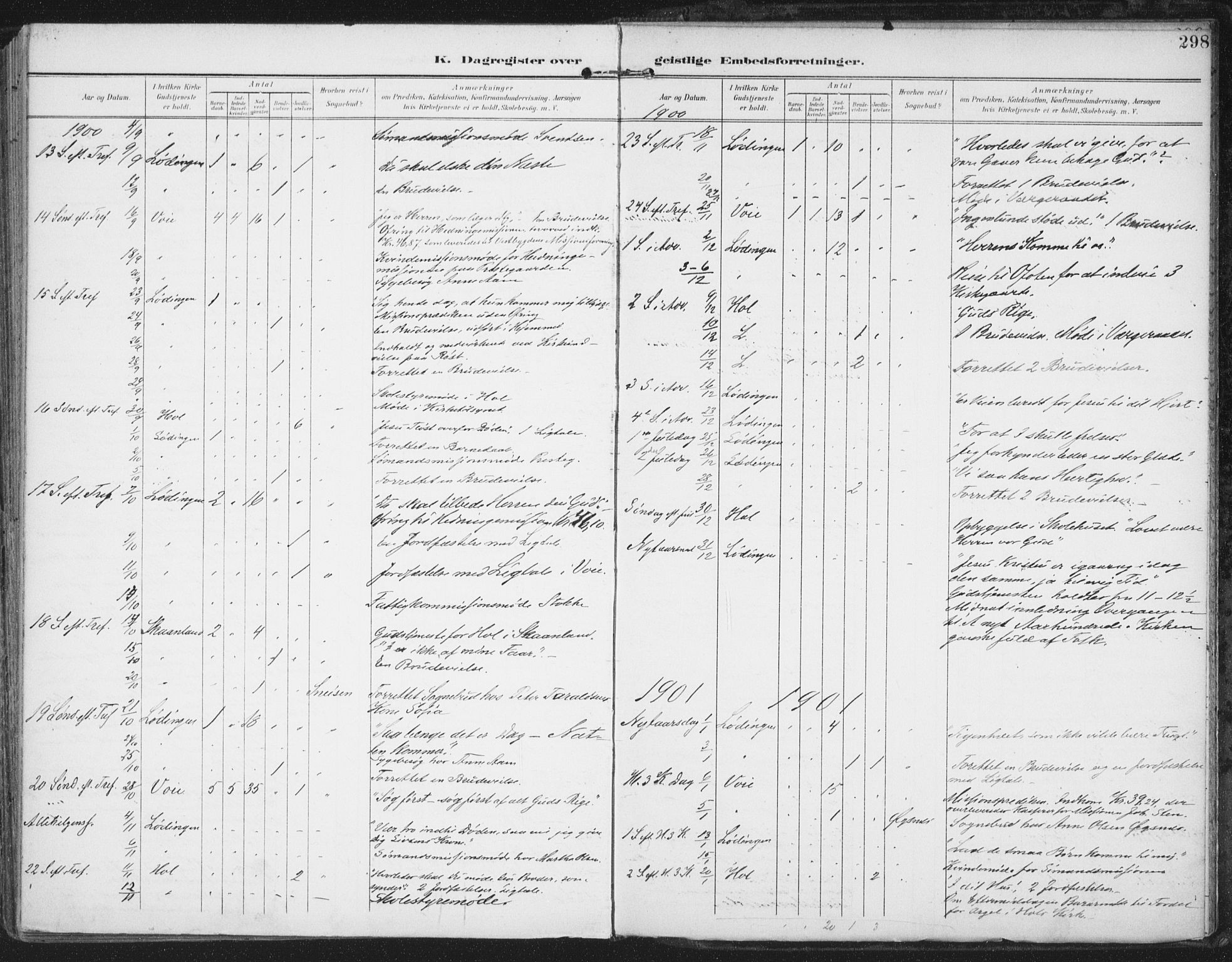 Ministerialprotokoller, klokkerbøker og fødselsregistre - Nordland, AV/SAT-A-1459/872/L1036: Parish register (official) no. 872A11, 1897-1913, p. 298