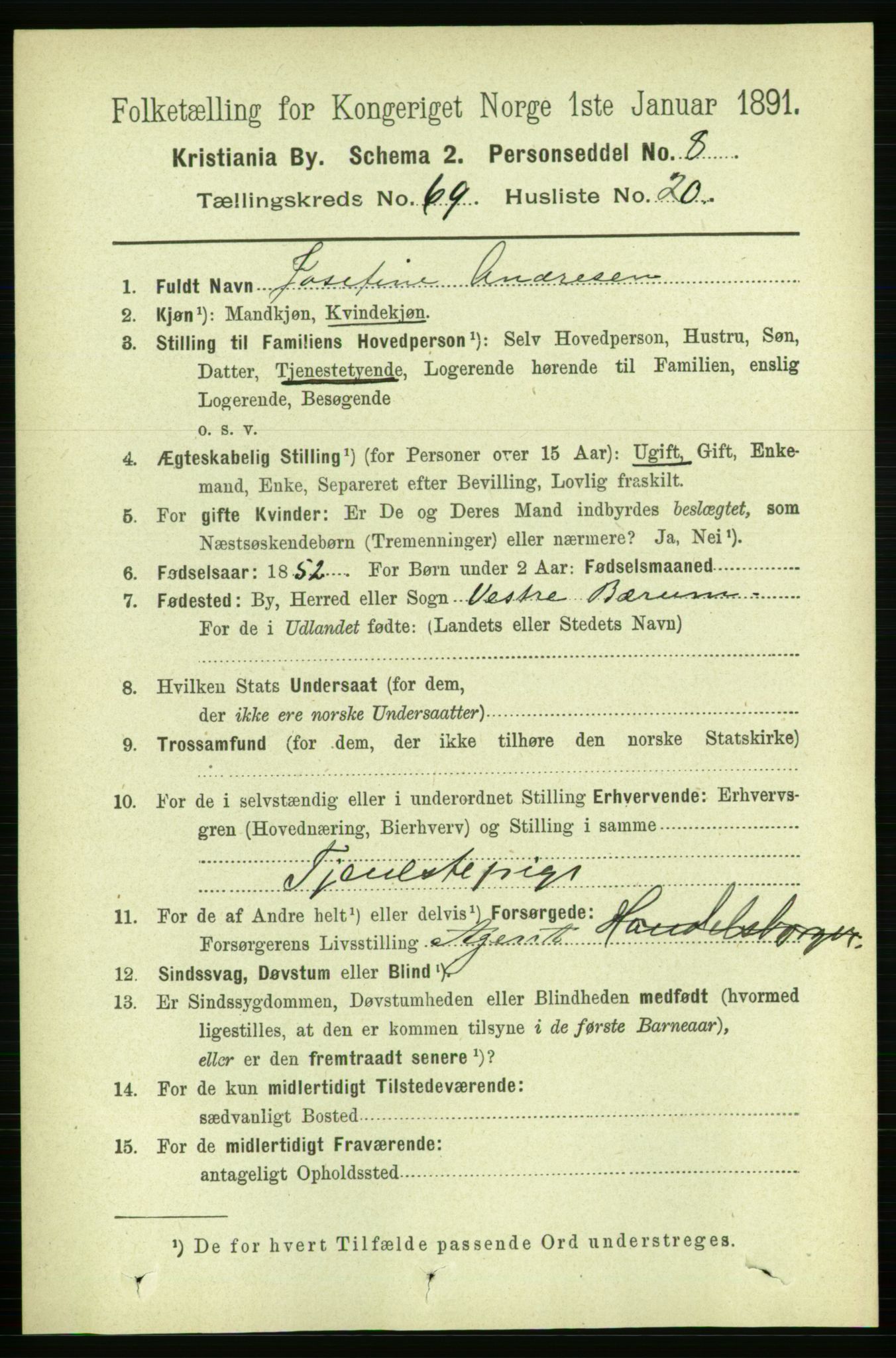 RA, 1891 census for 0301 Kristiania, 1891, p. 38465