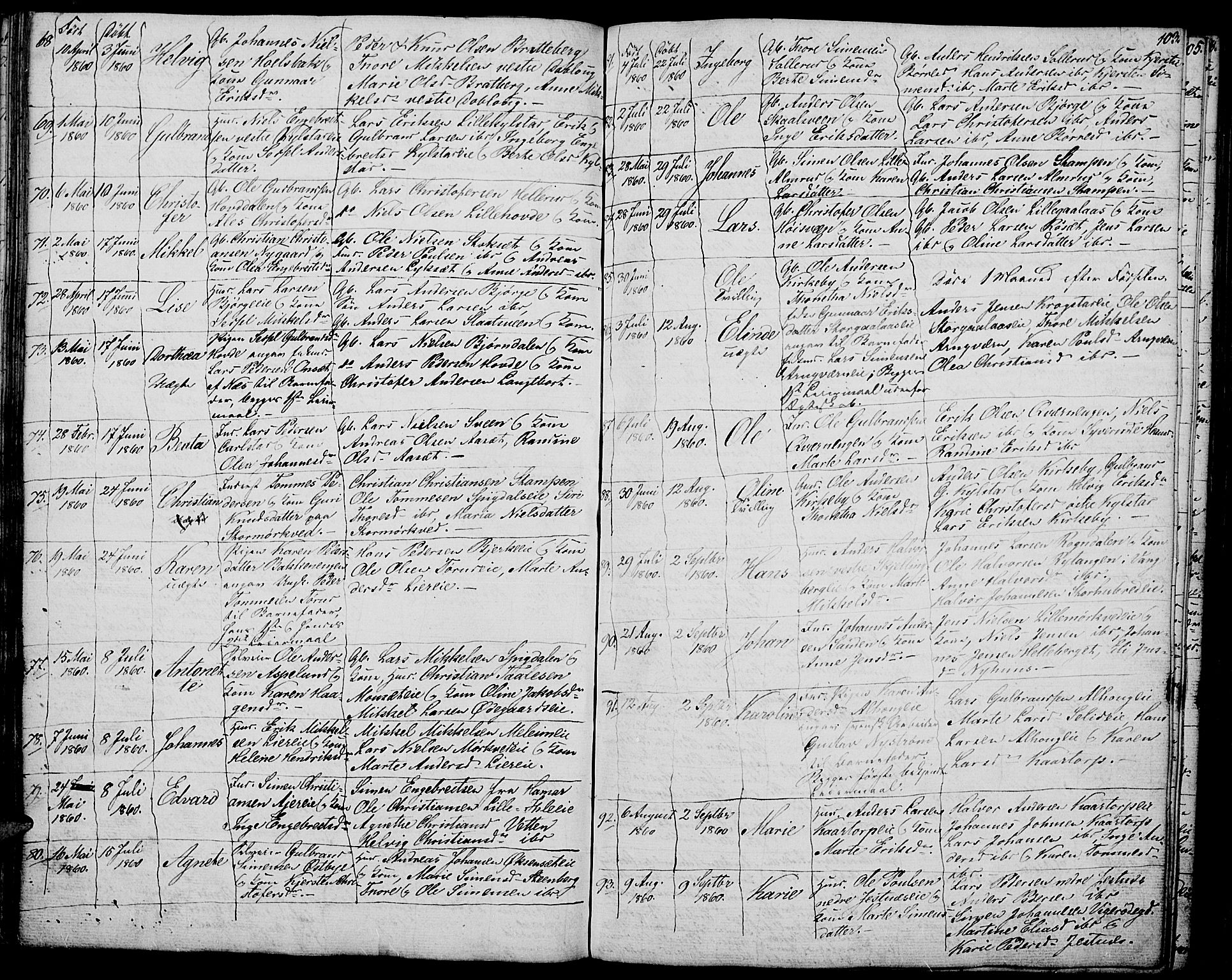 Vang prestekontor, Hedmark, AV/SAH-PREST-008/H/Ha/Hab/L0009: Parish register (copy) no. 9, 1836-1870, p. 103