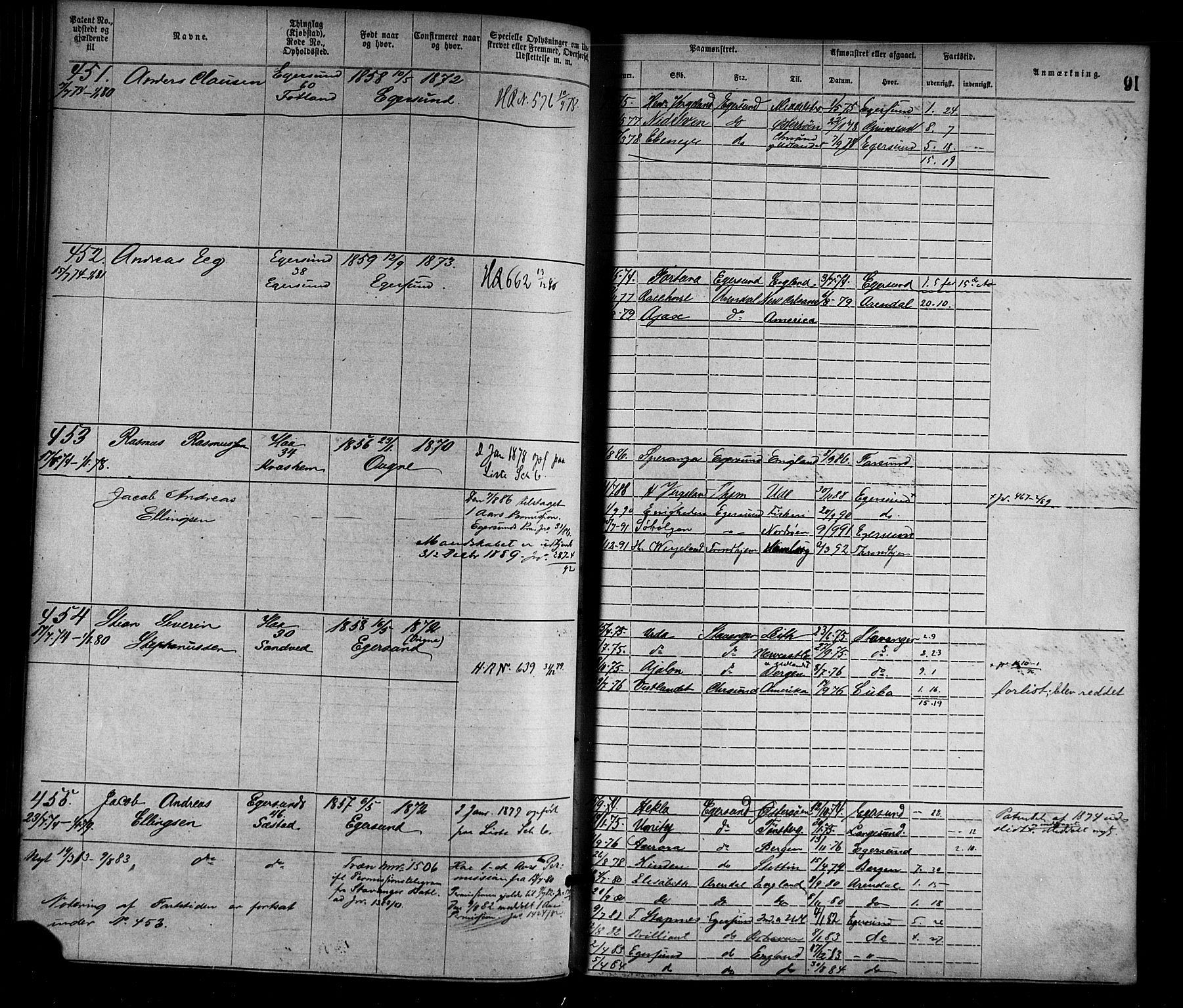 Egersund mønstringskrets, AV/SAK-2031-0019/F/Fa/L0001: Annotasjonsrulle nr 1-1440 med register, O-1, 1869-1895, p. 107