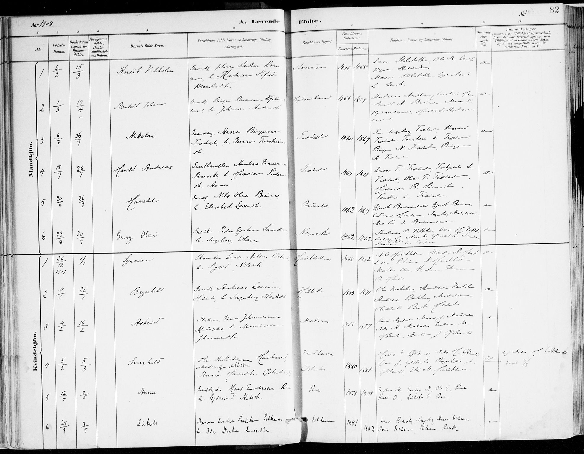 Lavik sokneprestembete, AV/SAB-A-80901: Parish register (official) no. B 1, 1882-1908, p. 82