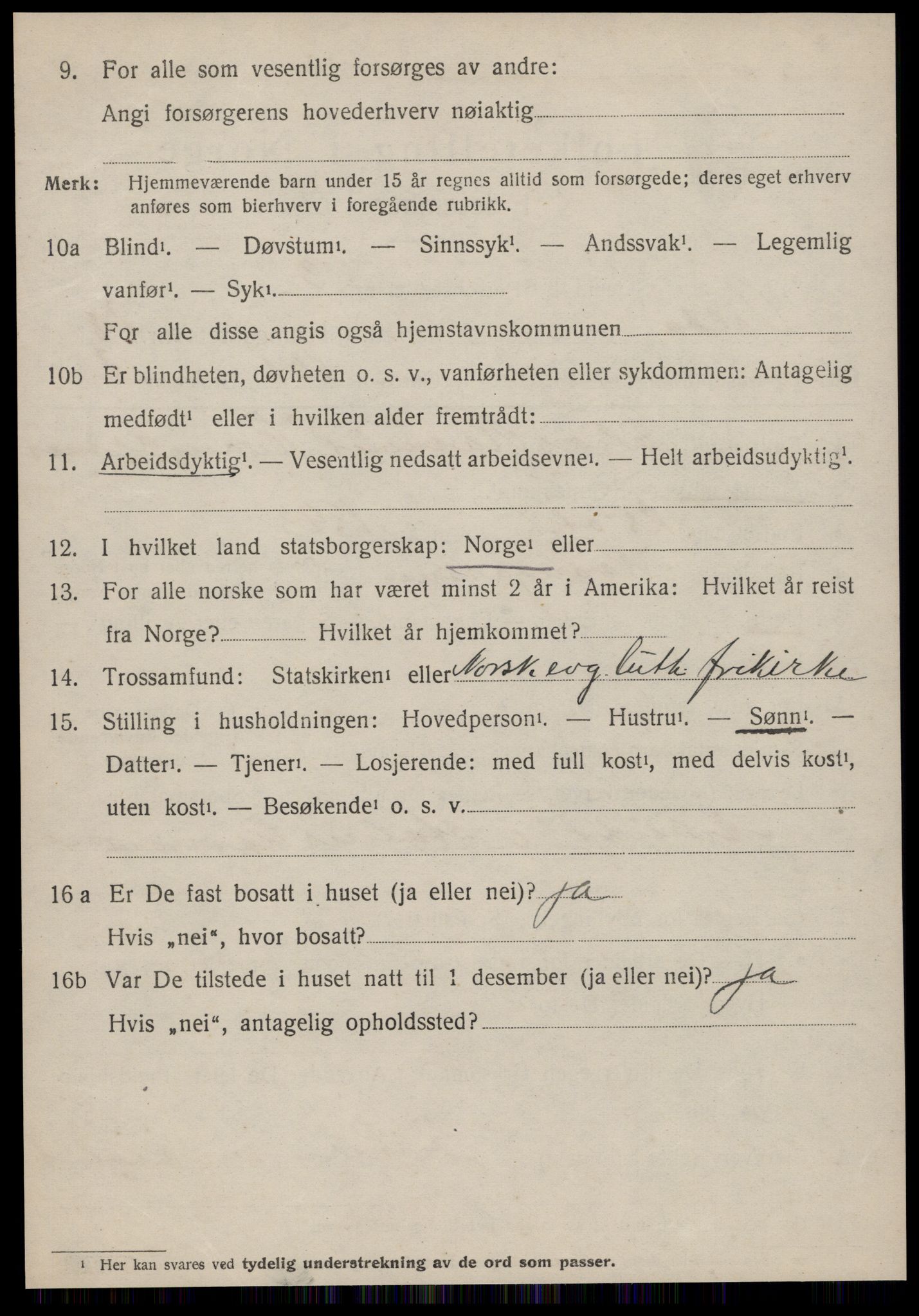 SAT, 1920 census for Volda, 1920, p. 12953