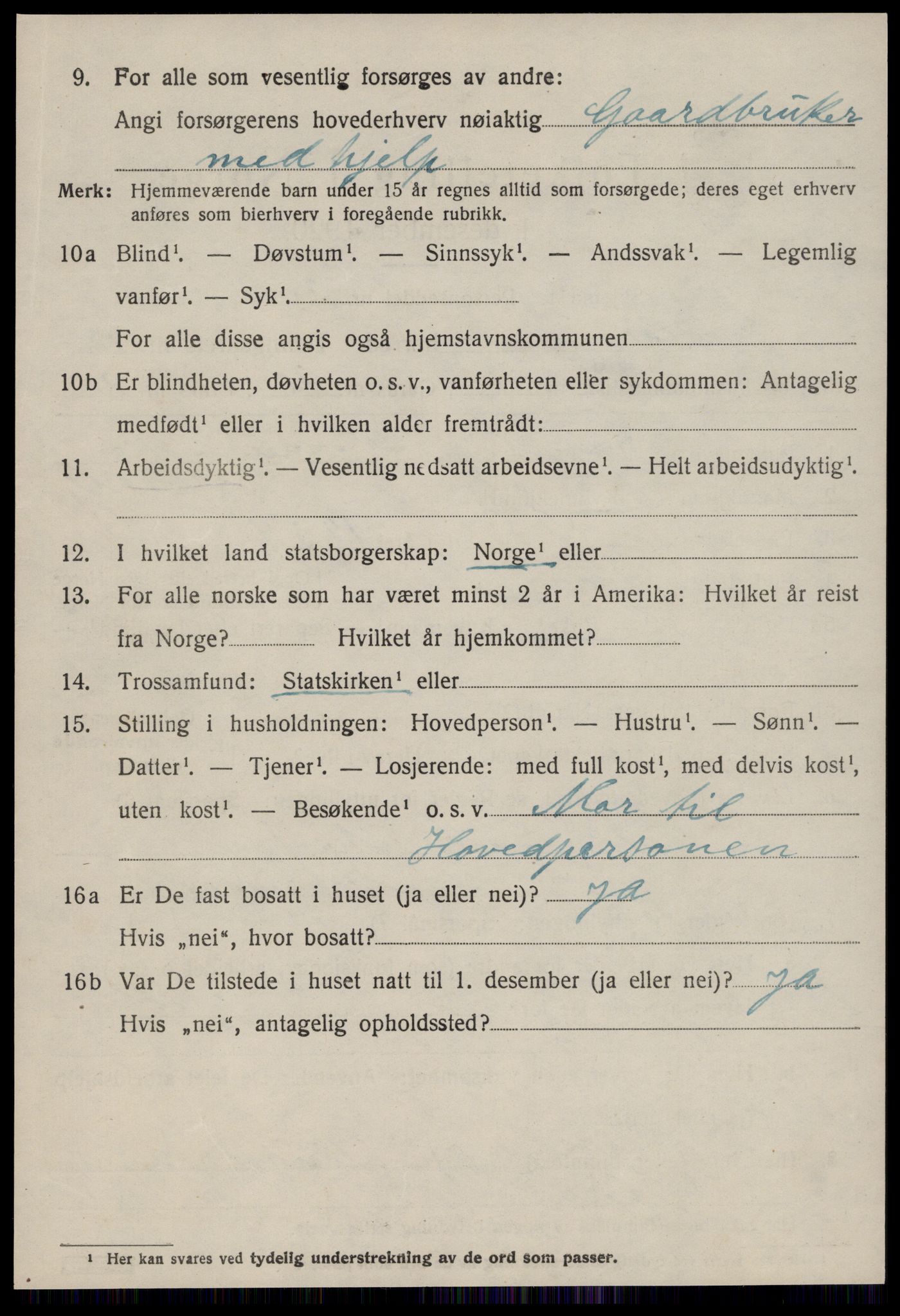 SAT, 1920 census for Hareid, 1920, p. 4596