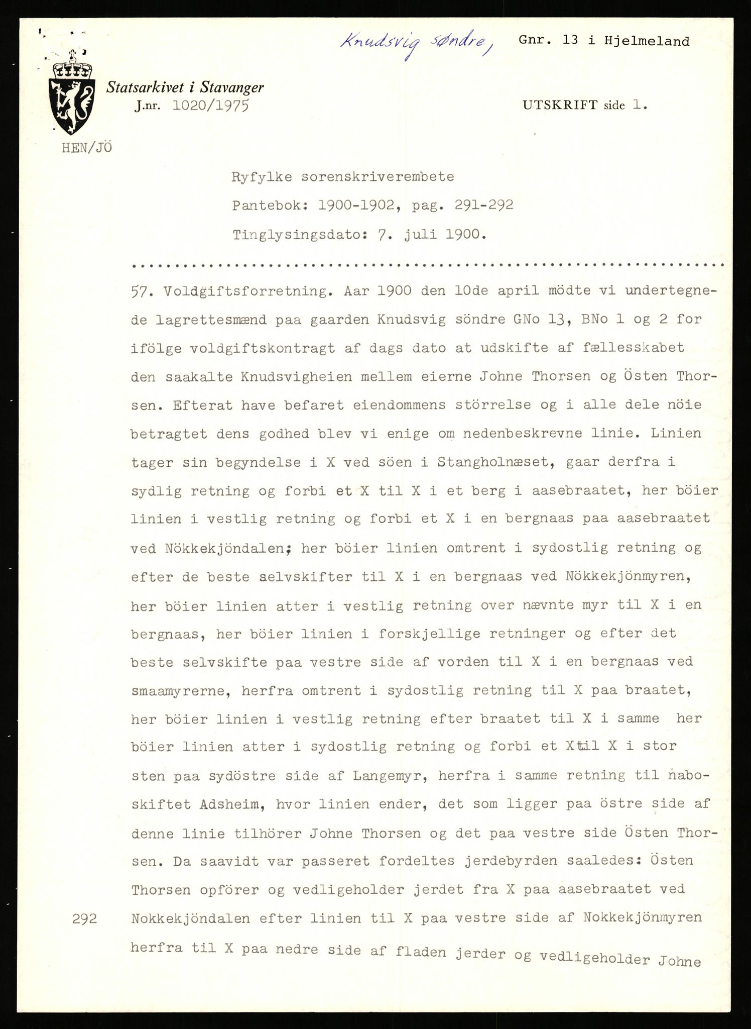 Statsarkivet i Stavanger, AV/SAST-A-101971/03/Y/Yj/L0048: Avskrifter sortert etter gårdsnavn: Kluge - Kristianslyst, 1750-1930, p. 103