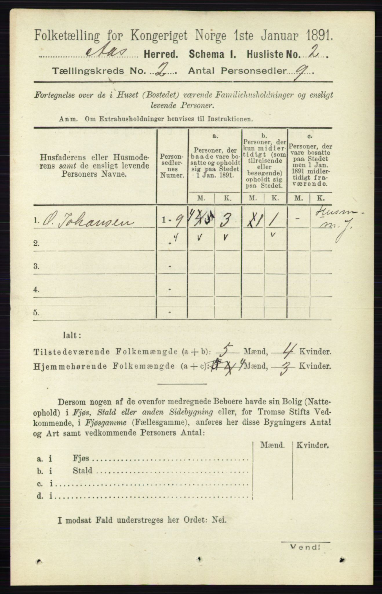 RA, 1891 census for 0214 Ås, 1891, p. 1504