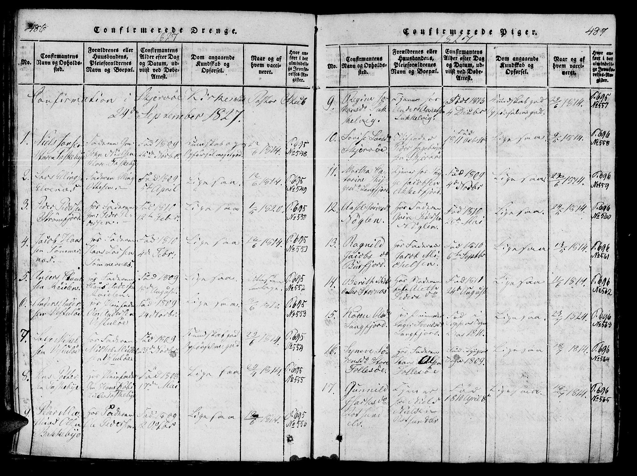 Skjervøy sokneprestkontor, AV/SATØ-S-1300/H/Ha/Haa/L0004kirke: Parish register (official) no. 4, 1820-1838, p. 486-487