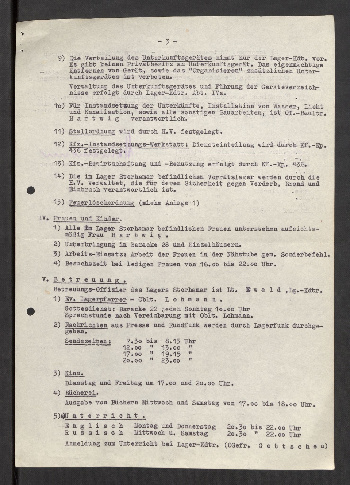 Deutscher Oberbefehlshaber Norwegen (DOBN), AV/RA-RAFA-2197/D/Dja/L0070/0001: DBO Abt. 1a / Lagerordnungen, 1946