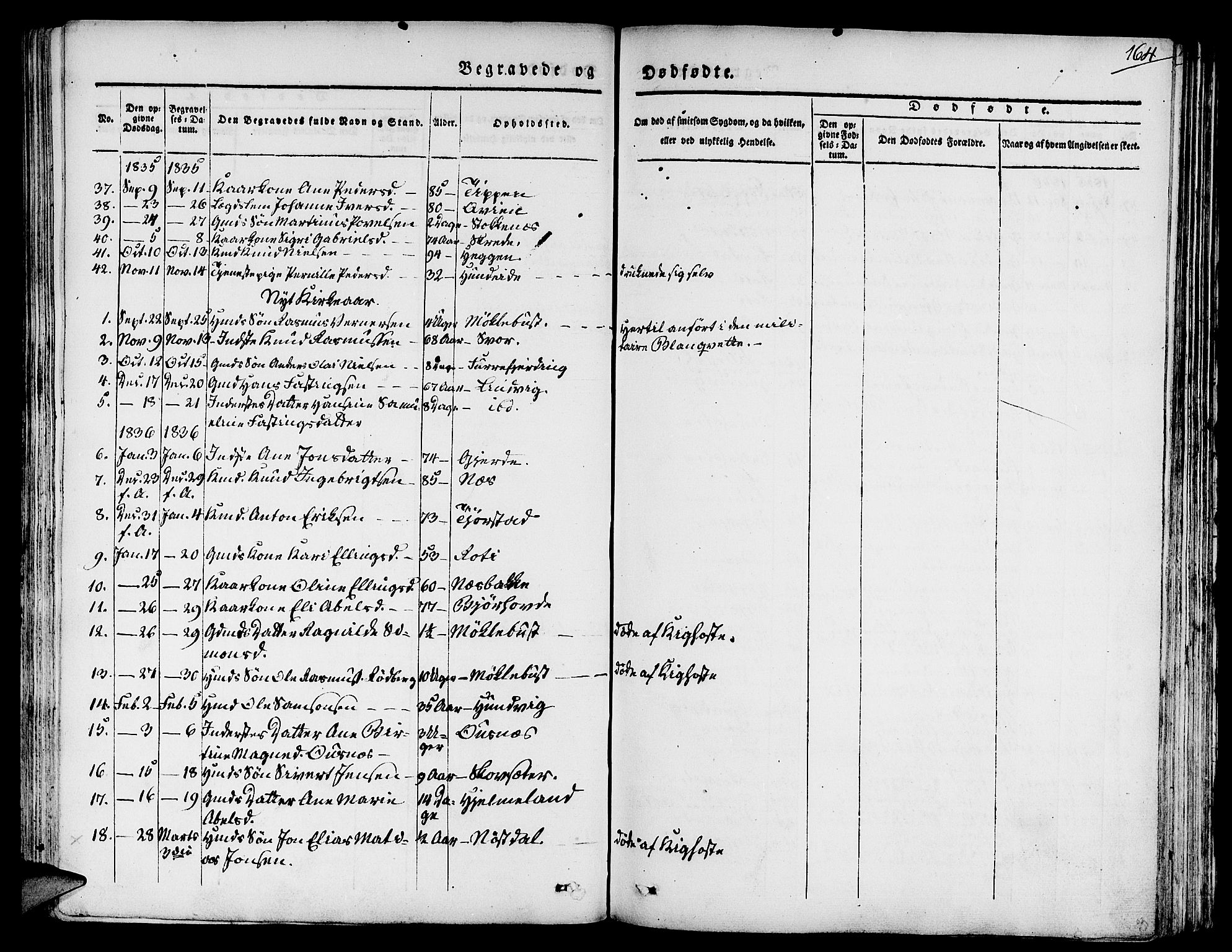Eid sokneprestembete, AV/SAB-A-82301/H/Haa/Haaa/L0006: Parish register (official) no. A 6, 1831-1843, p. 164