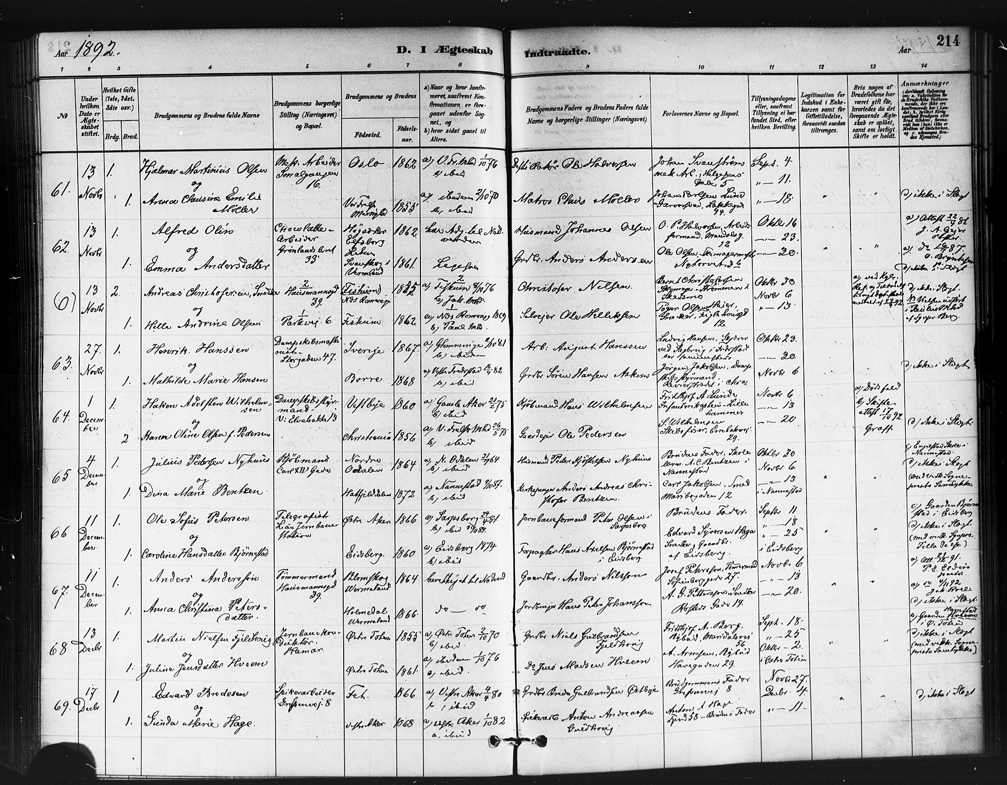 Jakob prestekontor Kirkebøker, SAO/A-10850/F/Fa/L0004: Parish register (official) no. 4, 1880-1894, p. 214