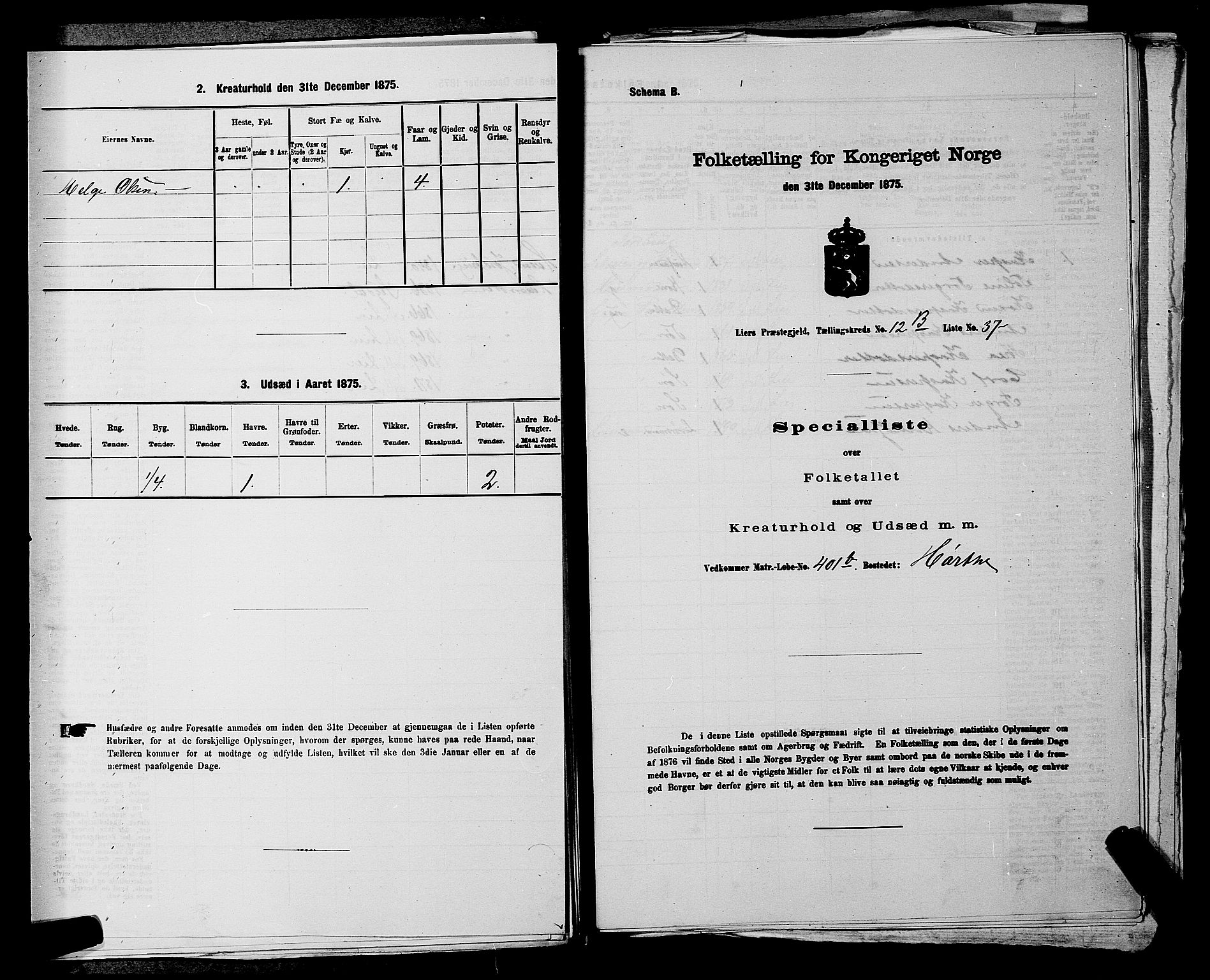 SAKO, 1875 census for 0626P Lier, 1875, p. 2285