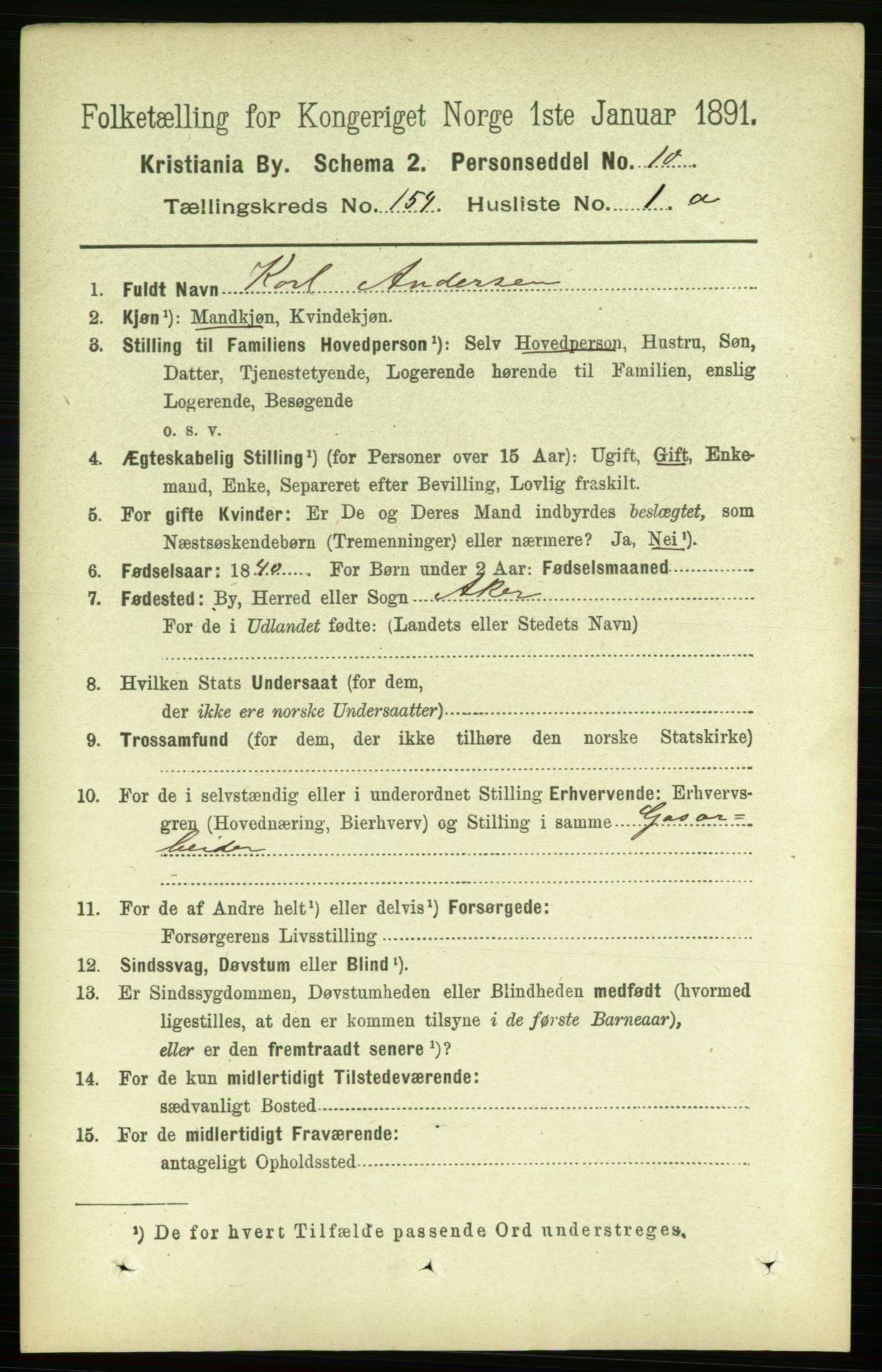 RA, 1891 census for 0301 Kristiania, 1891, p. 87253