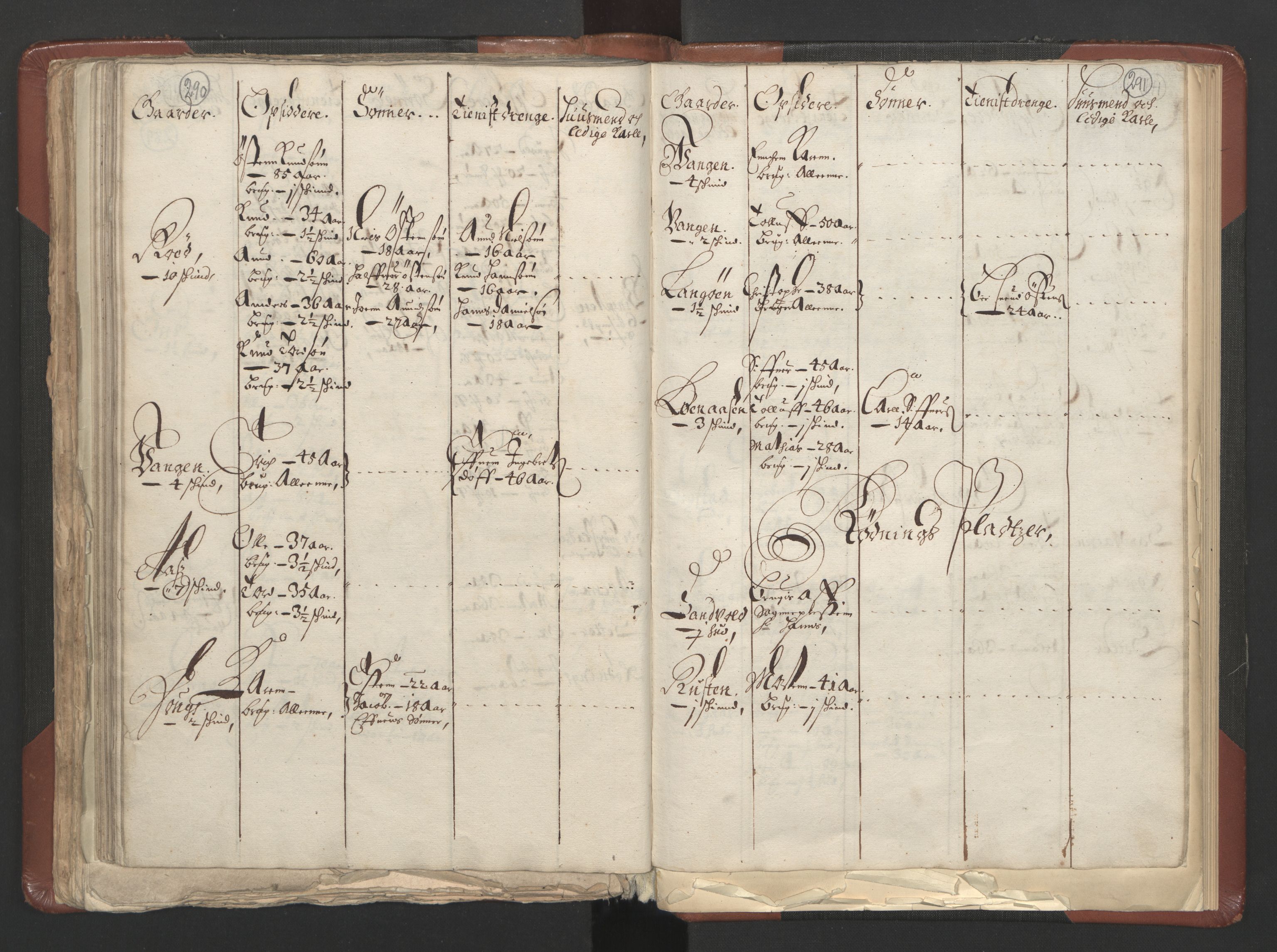 RA, Bailiff's Census 1664-1666, no. 3: Hedmark fogderi and Solør, Østerdal and Odal fogderi, 1664, p. 290-291