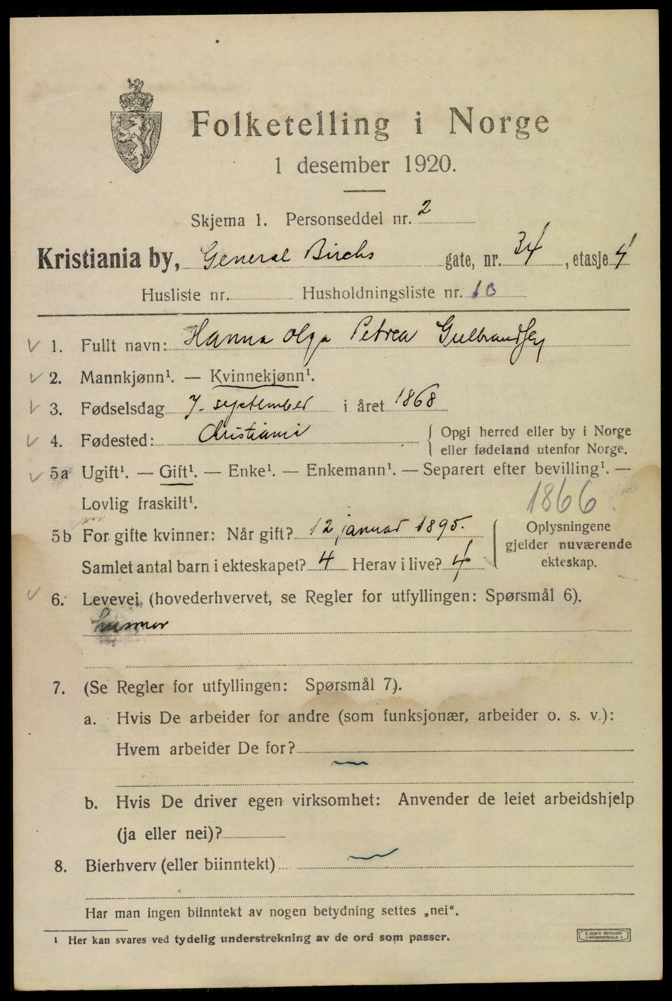 SAO, 1920 census for Kristiania, 1920, p. 247301