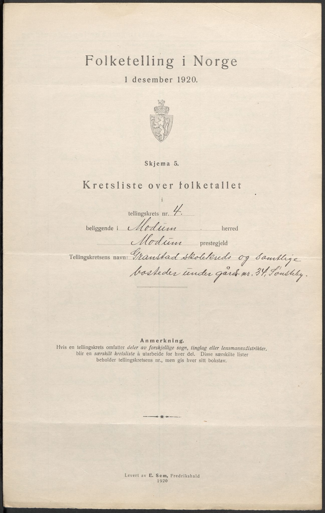 SAKO, 1920 census for Modum, 1920, p. 14