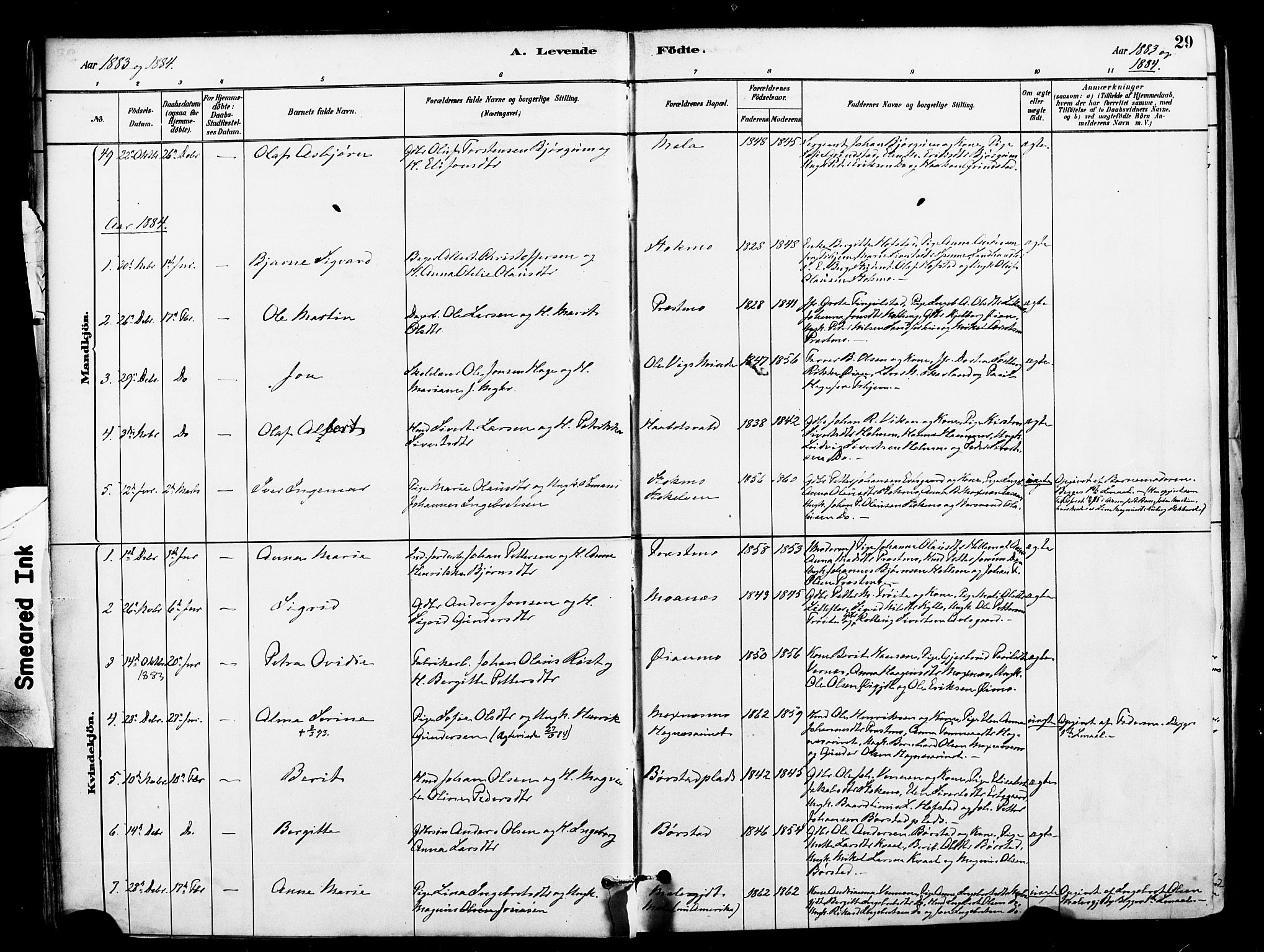 Ministerialprotokoller, klokkerbøker og fødselsregistre - Nord-Trøndelag, SAT/A-1458/709/L0077: Parish register (official) no. 709A17, 1880-1895, p. 29