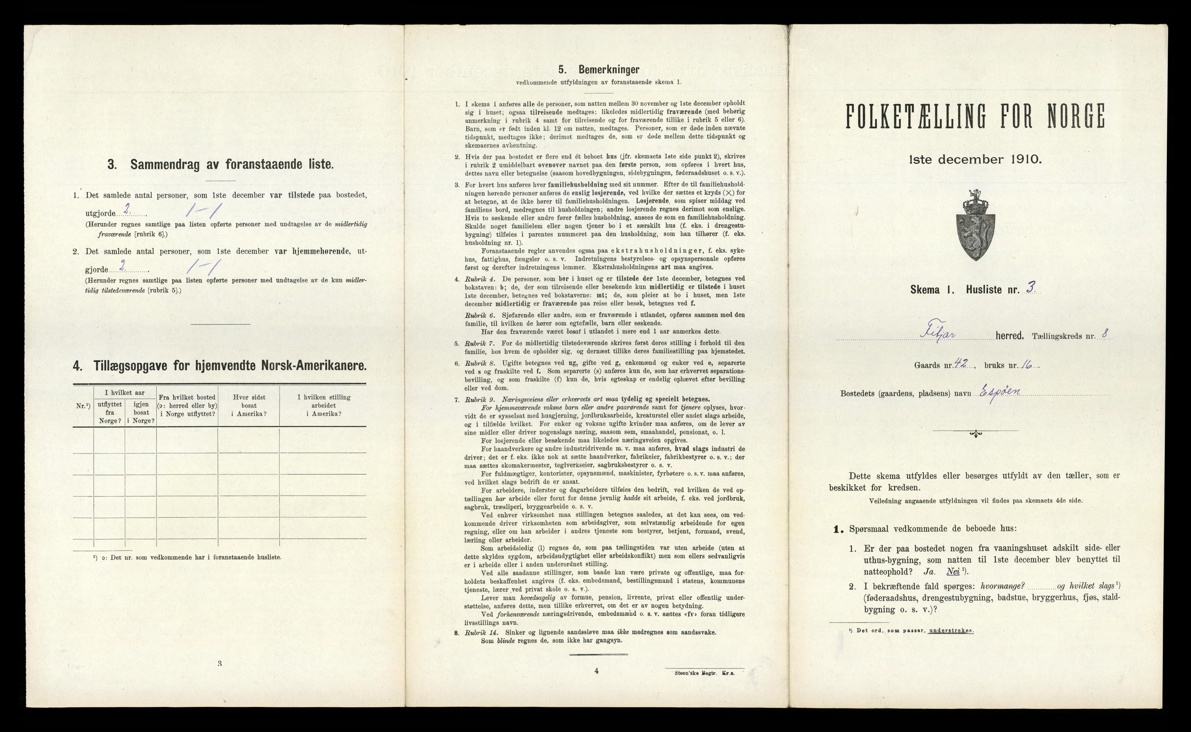 RA, 1910 census for Fitjar, 1910, p. 457