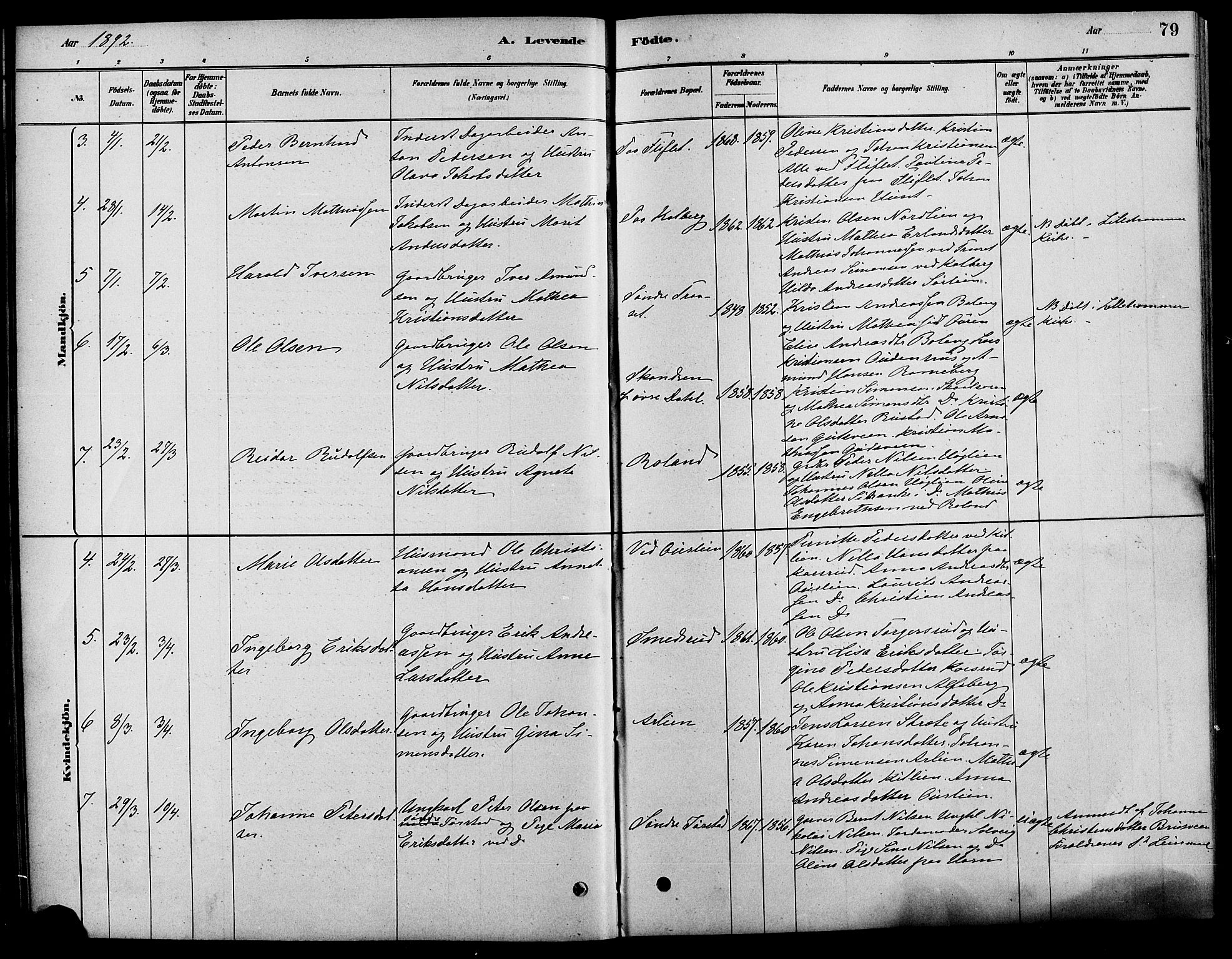 Fåberg prestekontor, AV/SAH-PREST-086/H/Ha/Haa/L0008: Parish register (official) no. 8, 1879-1898, p. 79