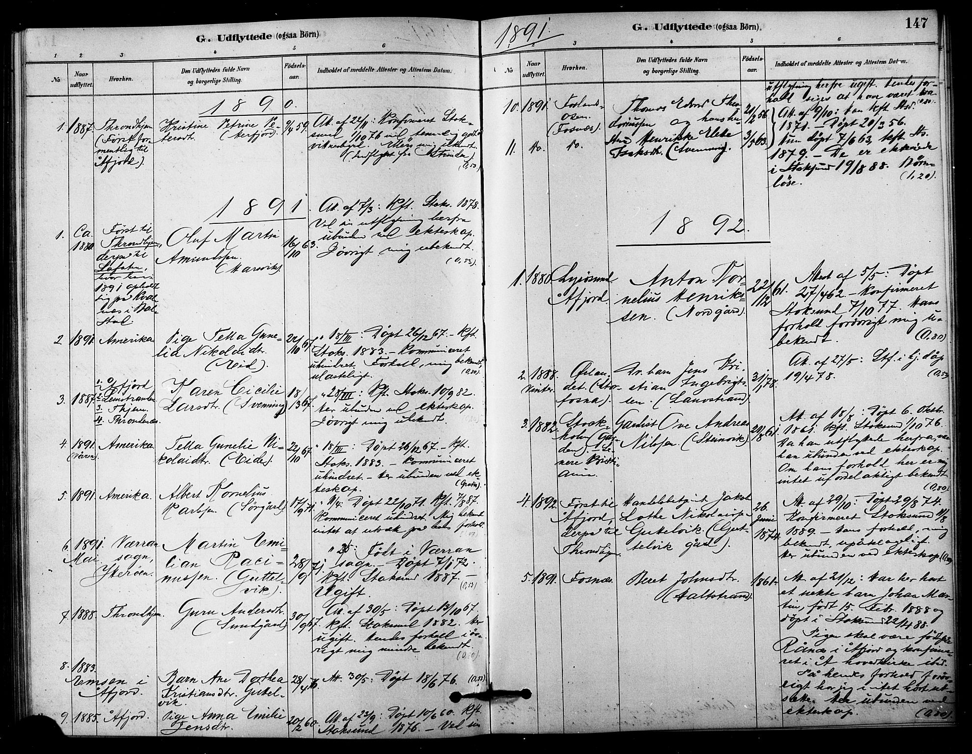 Ministerialprotokoller, klokkerbøker og fødselsregistre - Sør-Trøndelag, SAT/A-1456/656/L0692: Parish register (official) no. 656A01, 1879-1893, p. 147