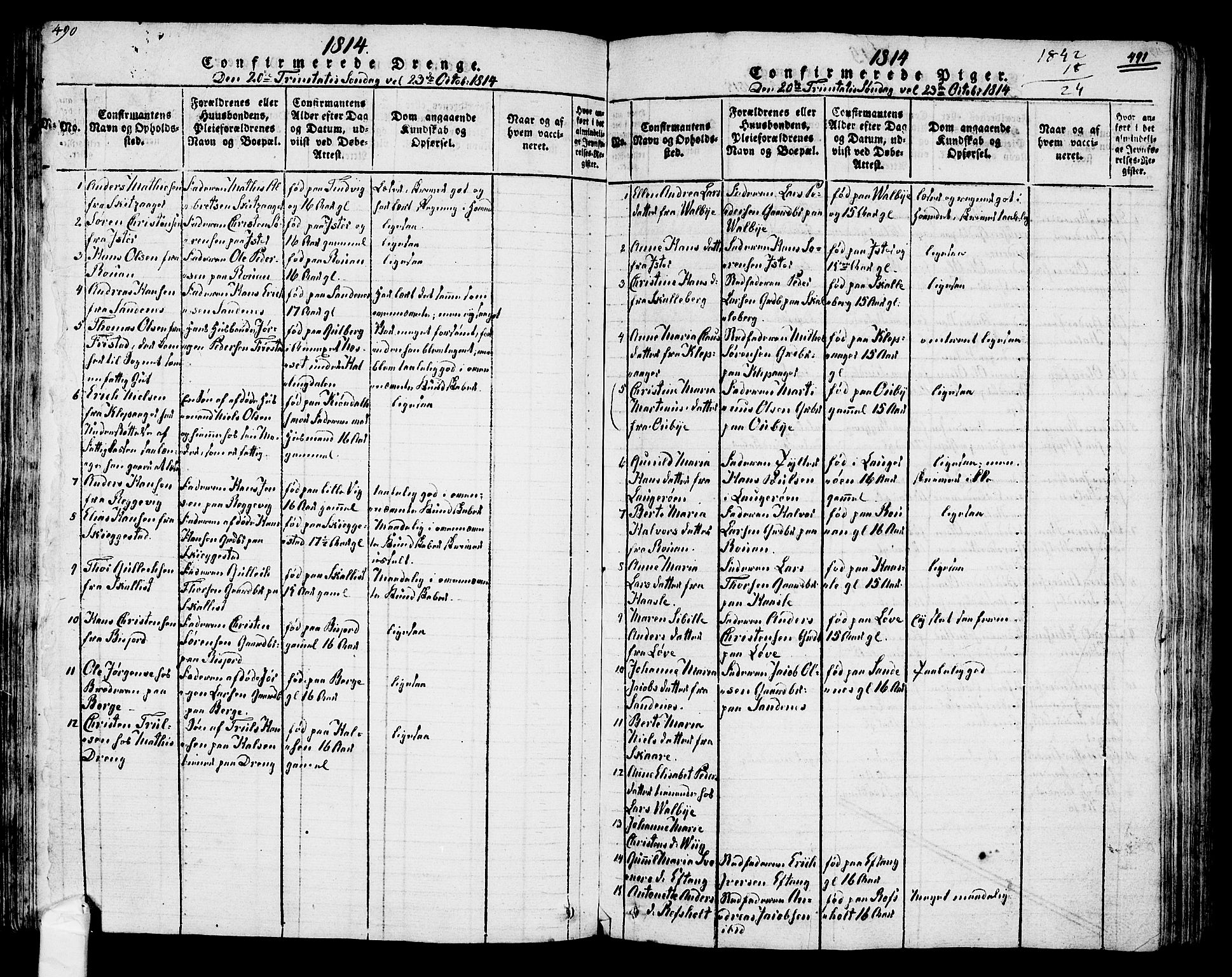 Tjølling kirkebøker, SAKO/A-60/F/Fa/L0005: Parish register (official) no. 5, 1814-1836, p. 490-491
