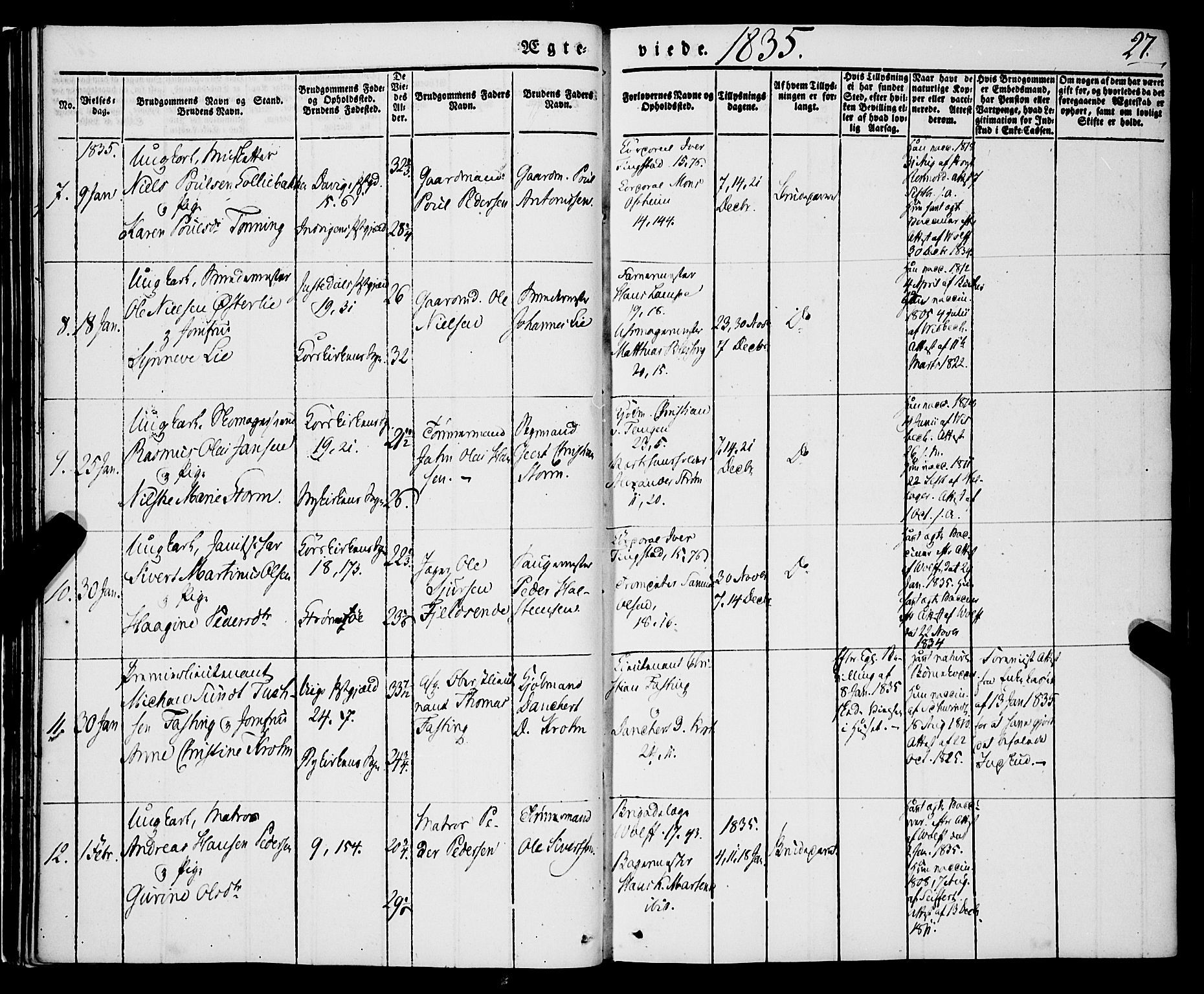 Korskirken sokneprestembete, AV/SAB-A-76101/H/Haa/L0034: Parish register (official) no. D 1, 1832-1852, p. 27