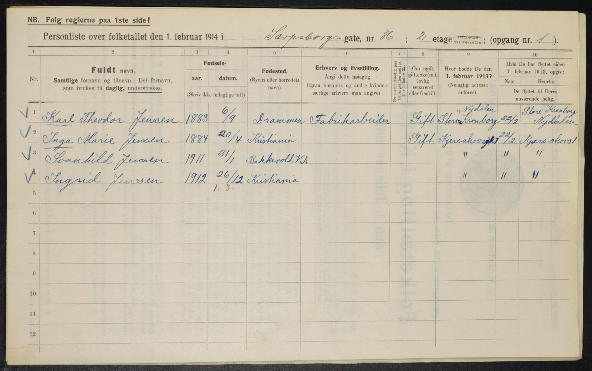 OBA, Municipal Census 1914 for Kristiania, 1914, p. 89019
